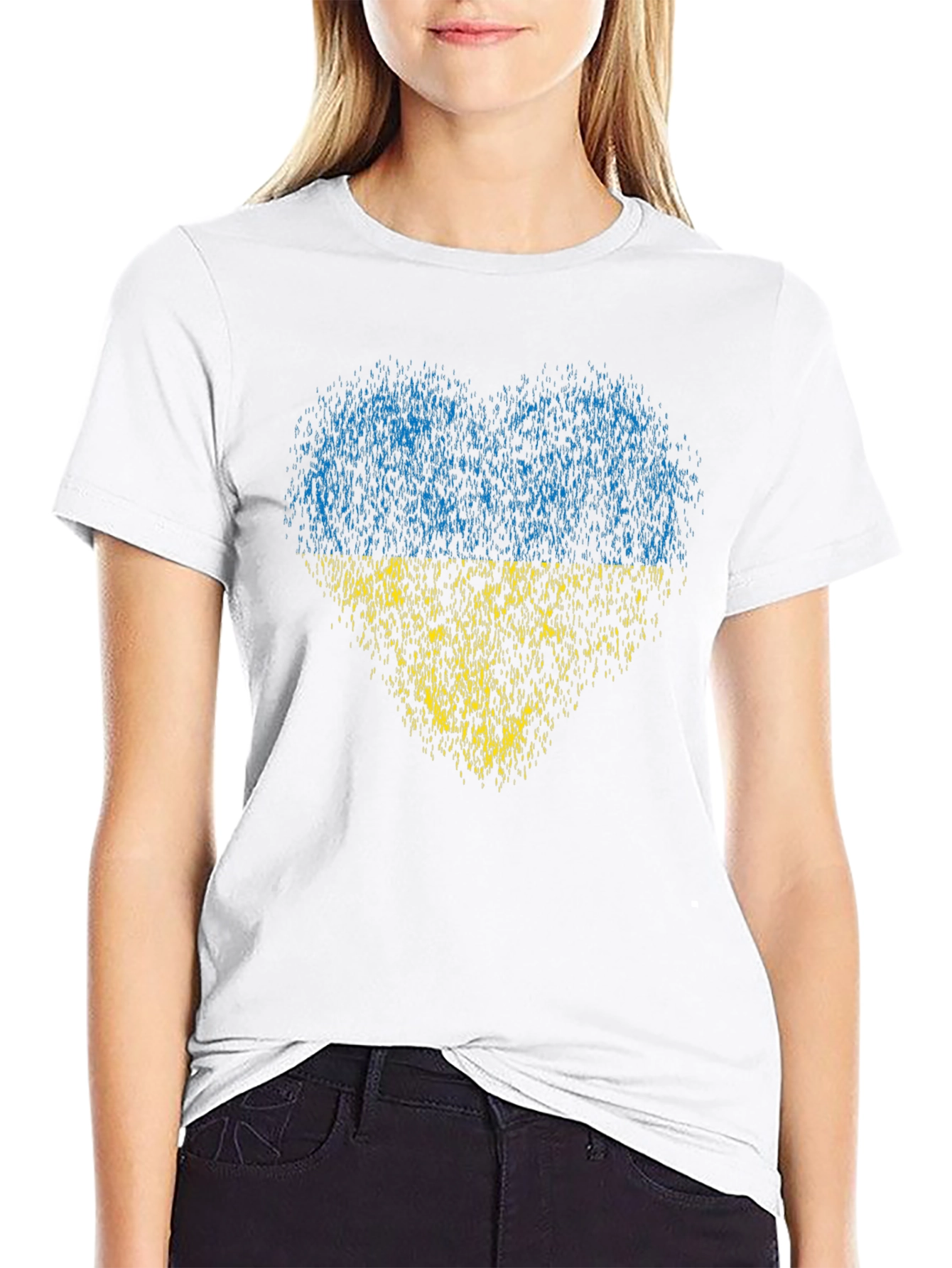 Ukraine Heart Flag Graphic T-Shirt - Black