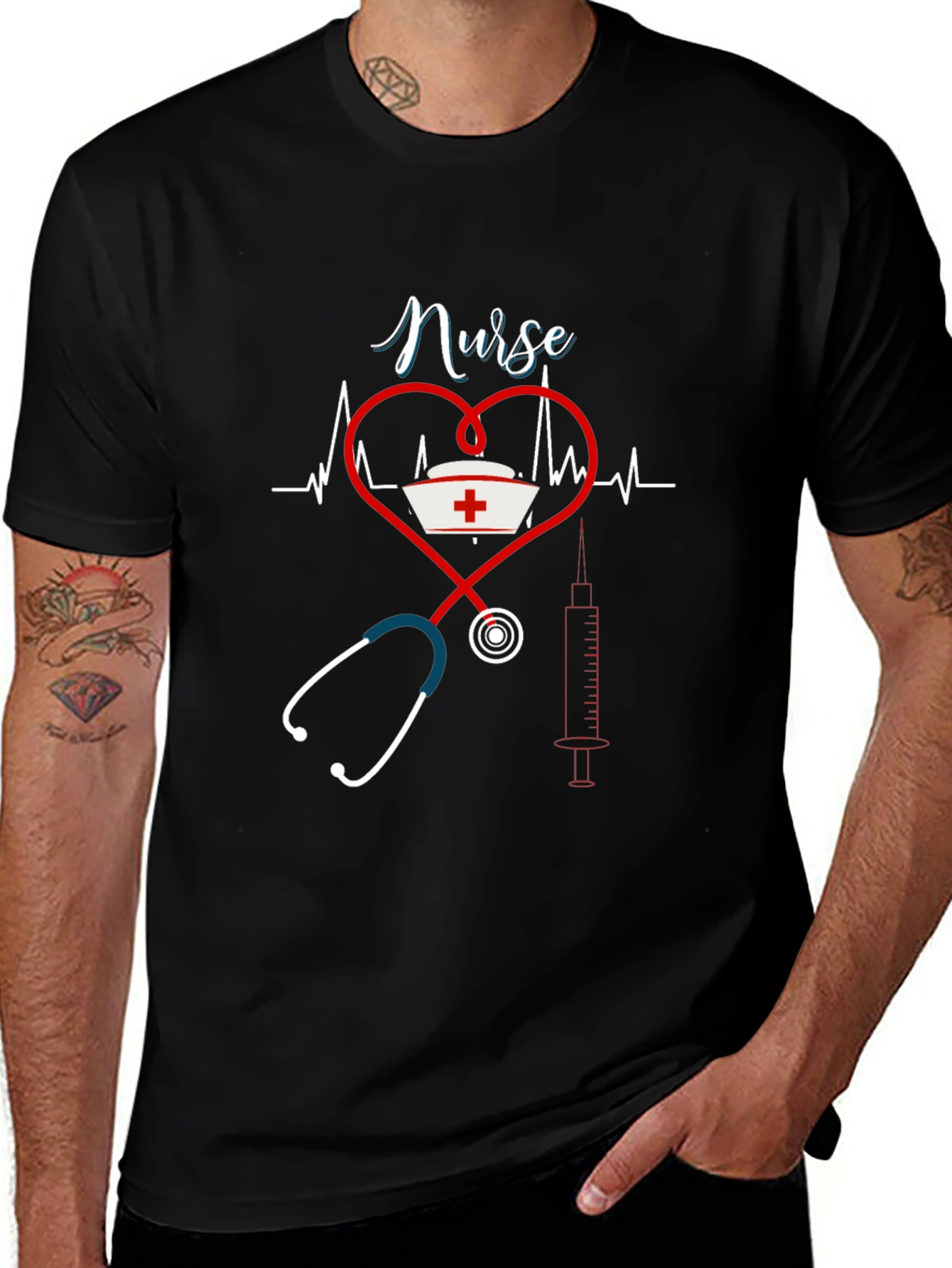 Nurse Heartbeat Stethoscope Graphic Tee