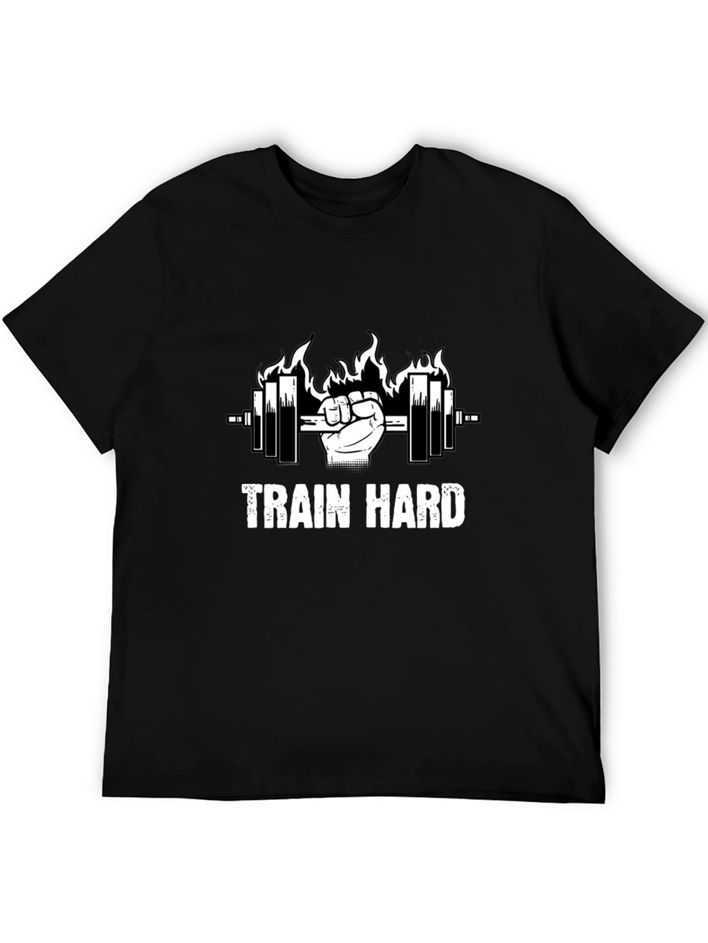 Train Hard Black Graphic Tee - Weightlifting Motivation