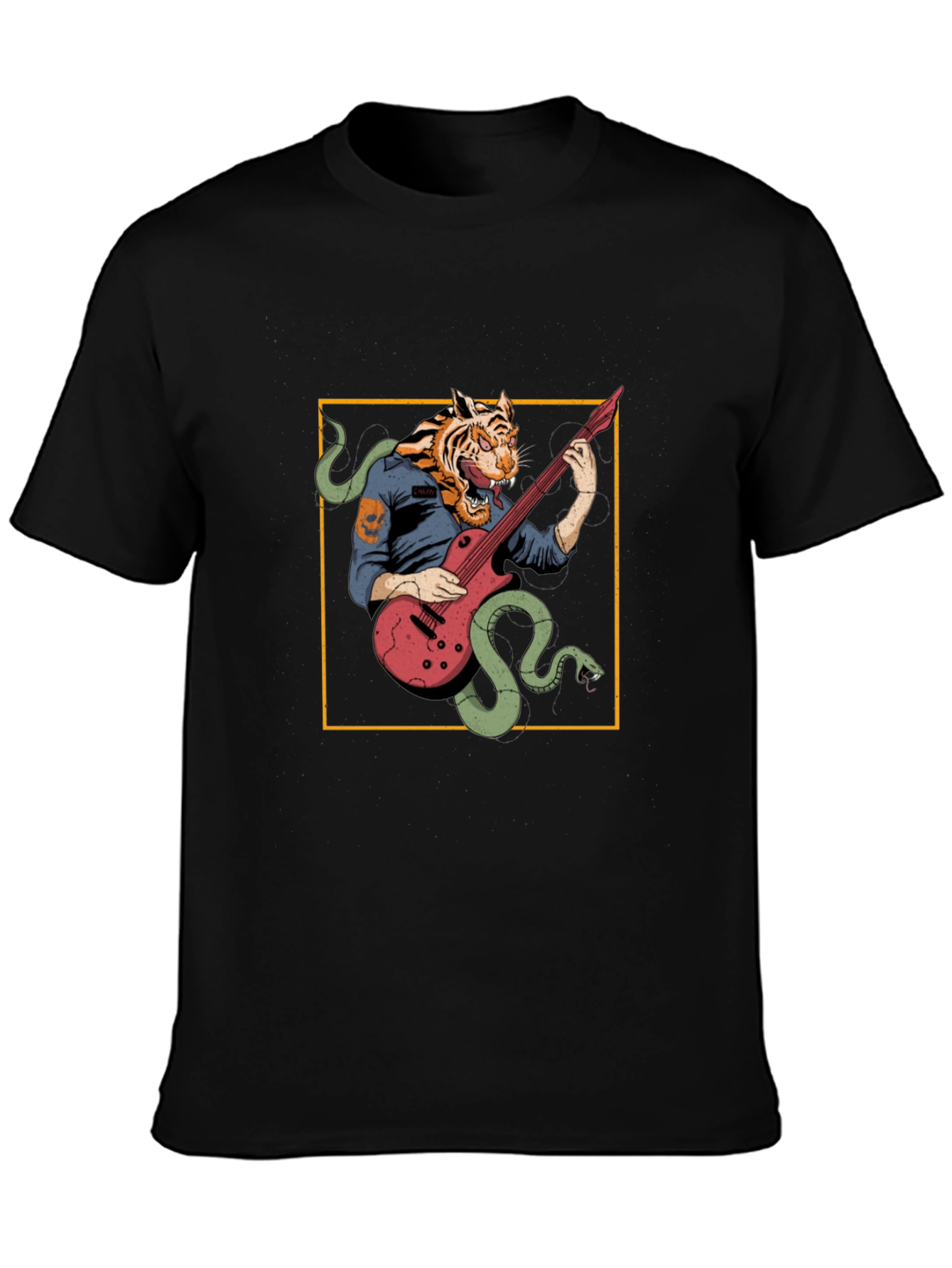 Tiger Musician Black Graphic T-Shirt