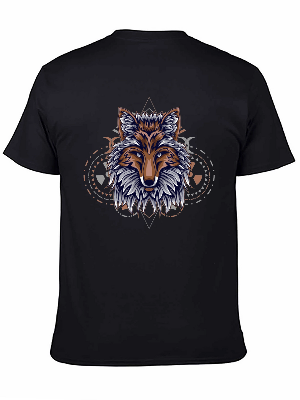 Geometric Fox Graphic Black T-Shirt