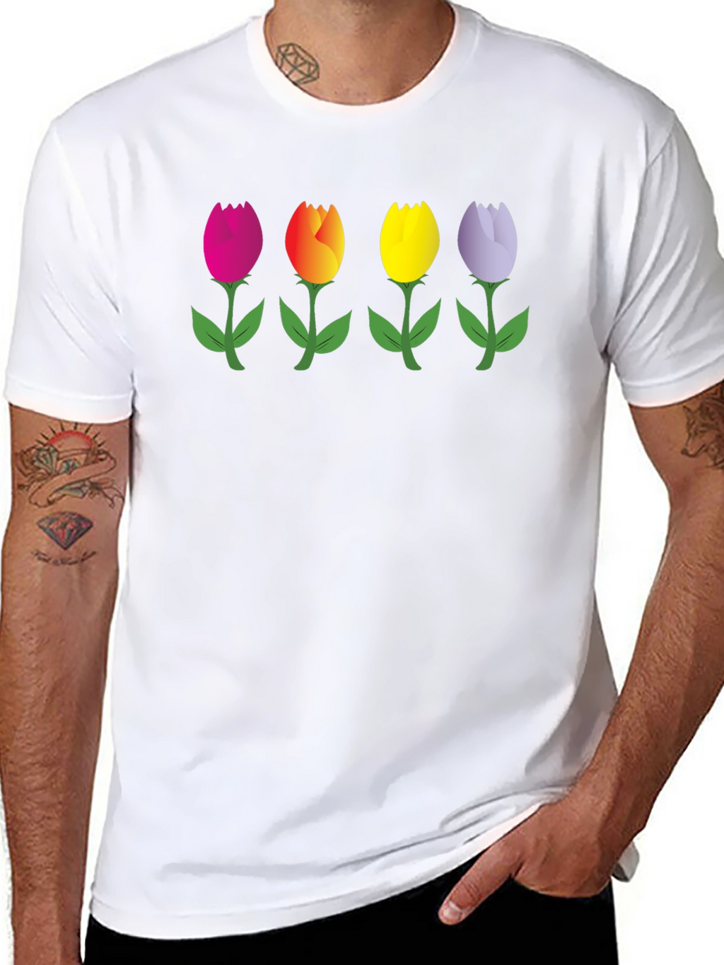 Tulip Array Graphic Black T-Shirt