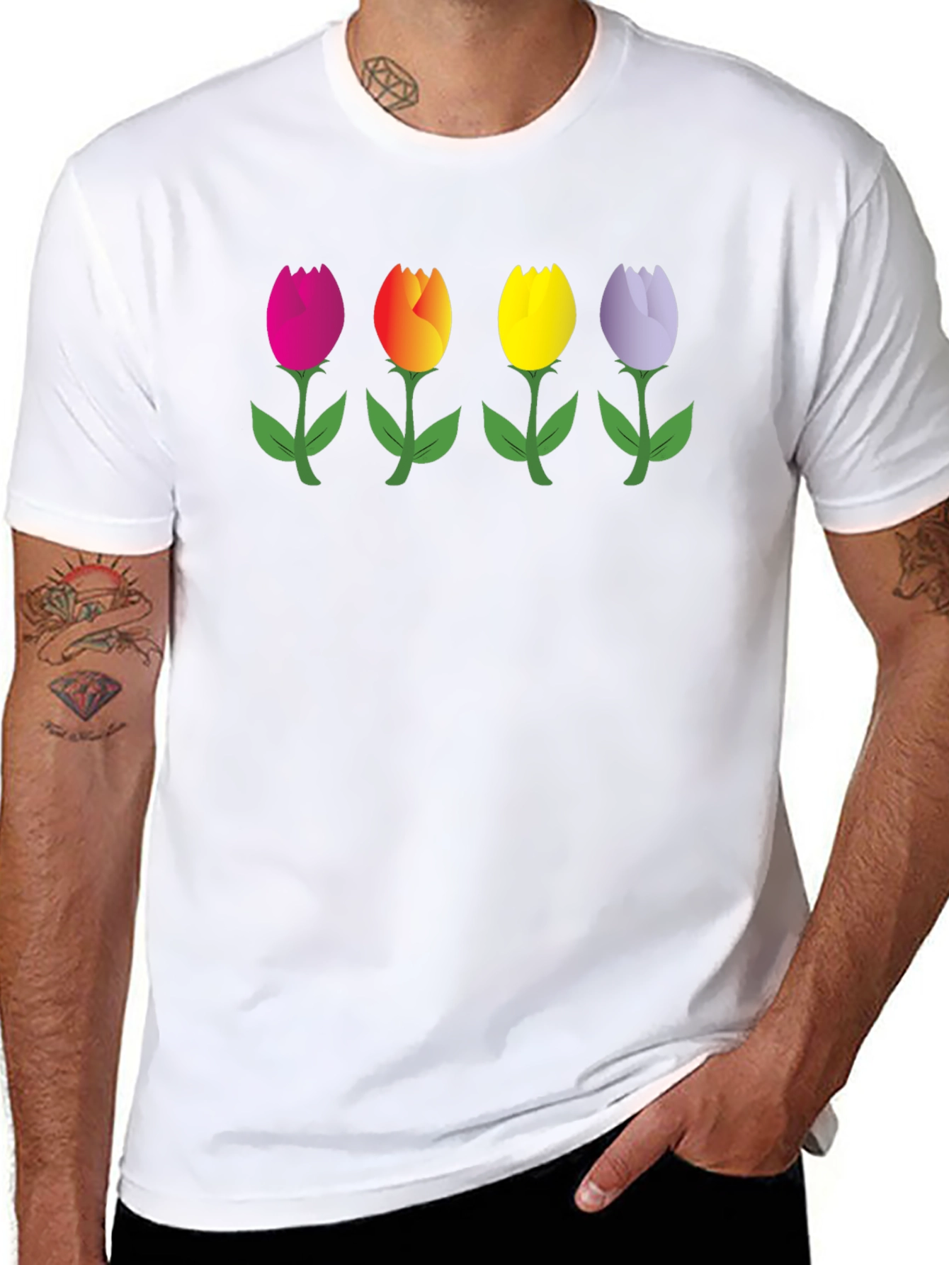 Tulip Array Graphic Black T-Shirt