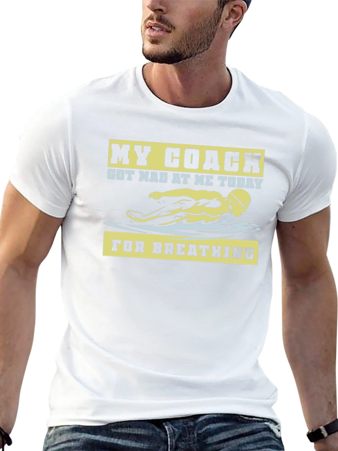Funny Swimming Coach T-Shirt - For Breathing!