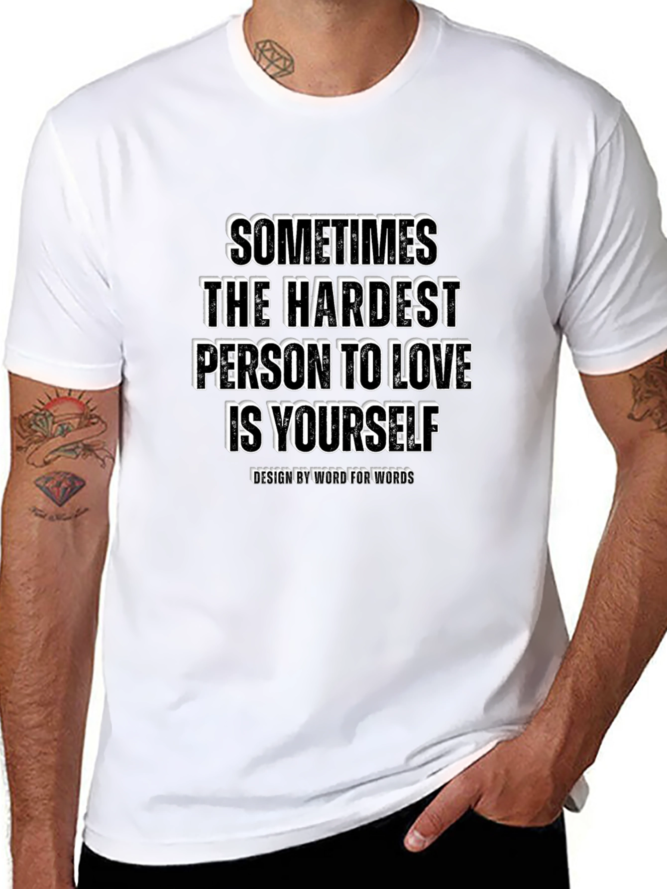 Inspirational Graphic Tee: Hardest Person to Love