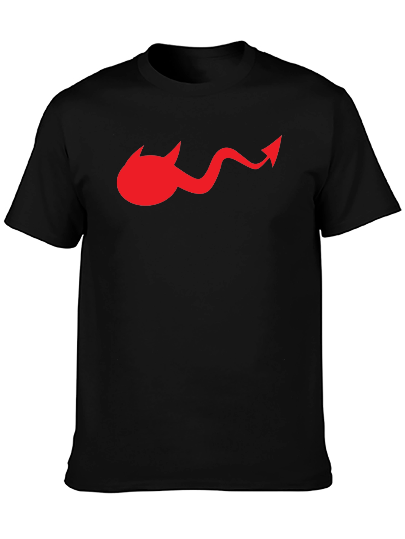 Devil Tail Graphic Tee - Black Cotton T-Shirt