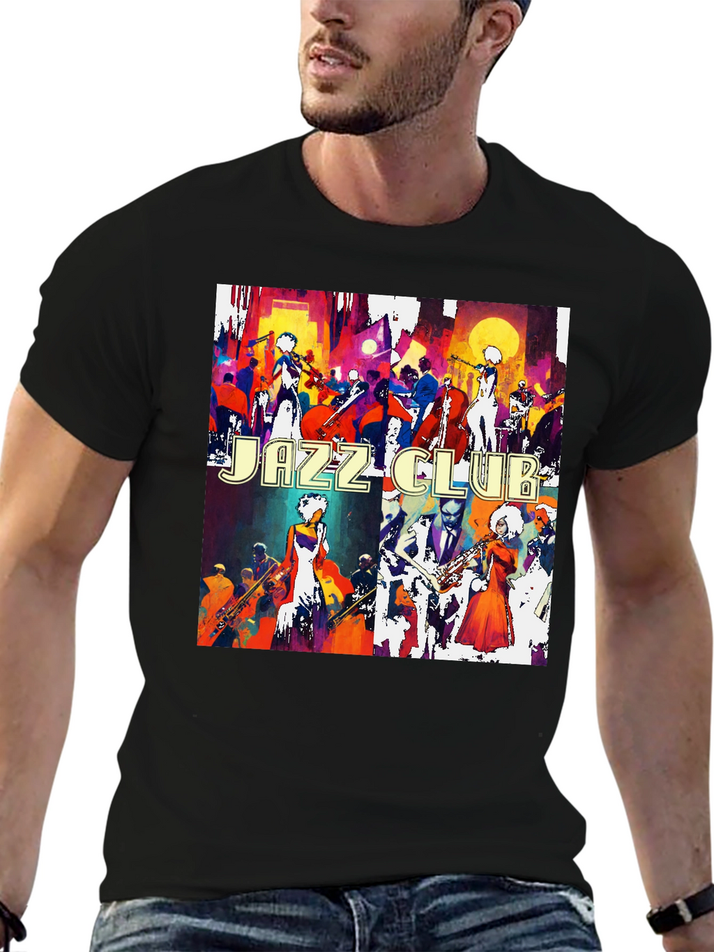 Jazz Club Tee - Artistic Graphic Print T-Shirt