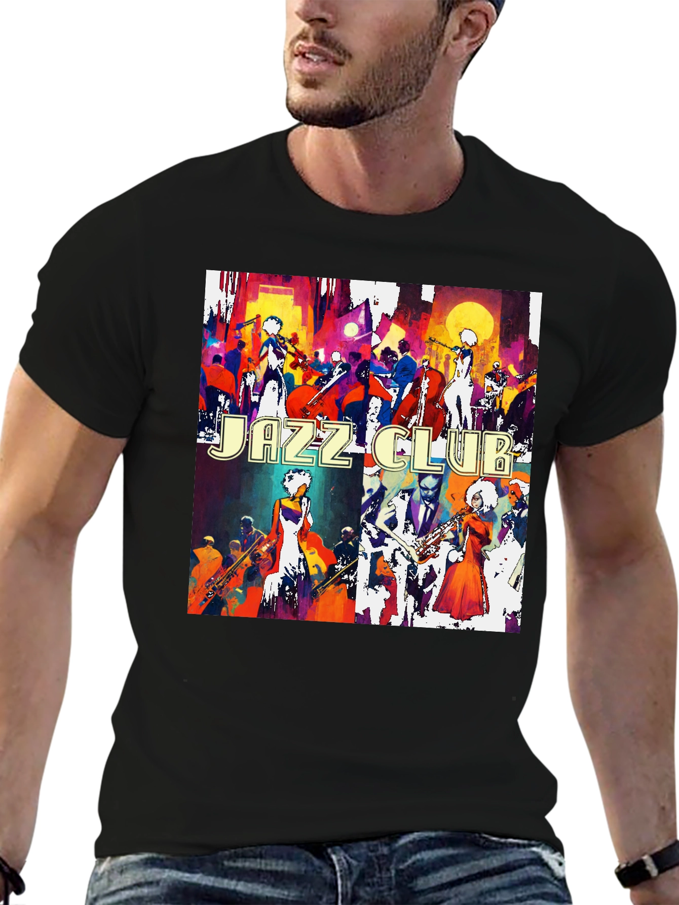 Jazz Club Tee - Artistic Graphic Print T-Shirt