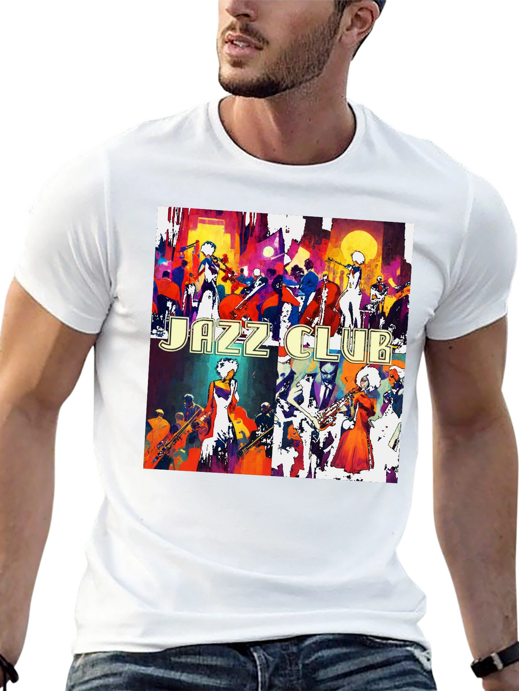 Jazz Club Tee - Artistic Graphic Print T-Shirt