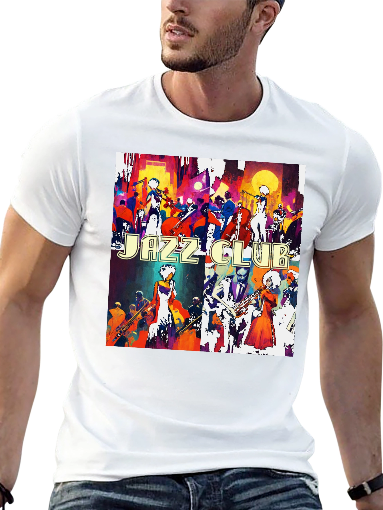 Jazz Club Tee - Artistic Graphic Print T-Shirt