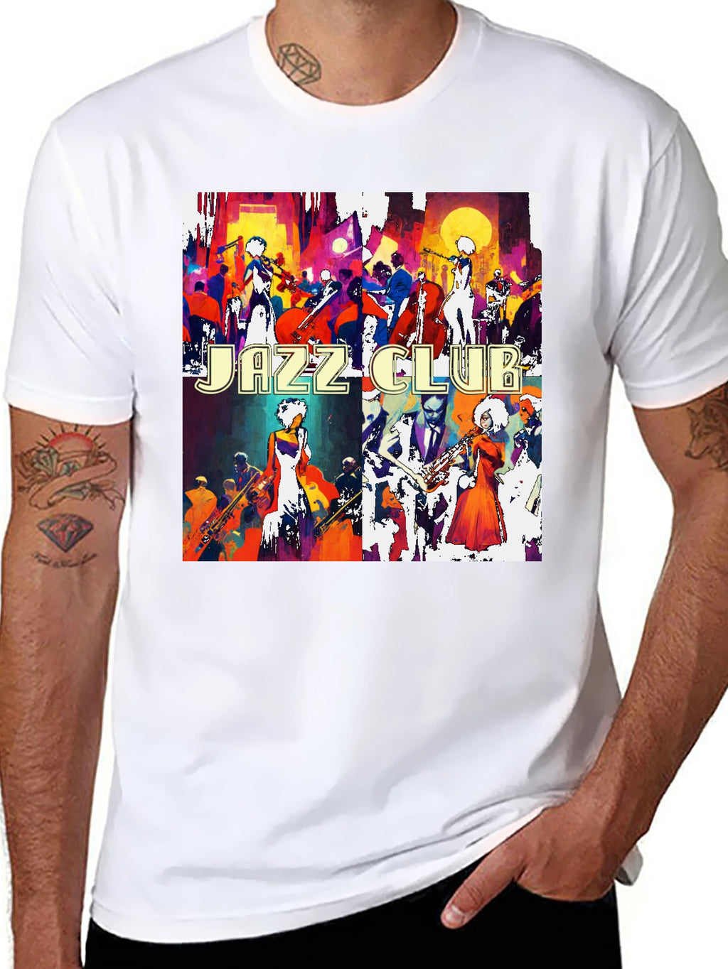 Jazz Club Tee - Artistic Graphic Print T-Shirt