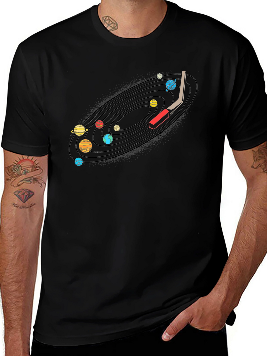 Planetary Turntable Graphic Tee - Unique Music Lovers Shirt