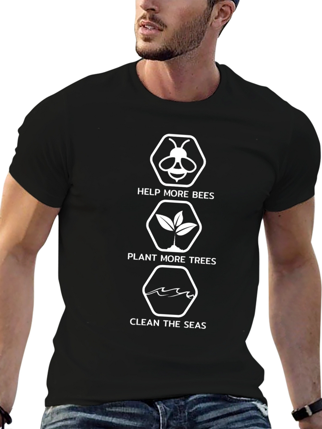 Eco-Friendly T-Shirt: Help Bees Plant Trees Clean Seas!