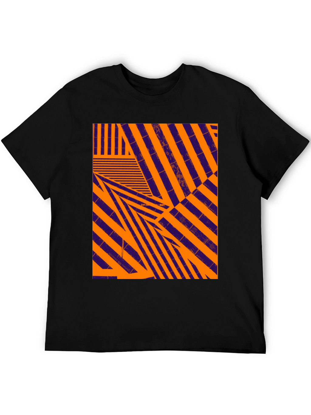 Abstract Geometric Pattern Black T-Shirt