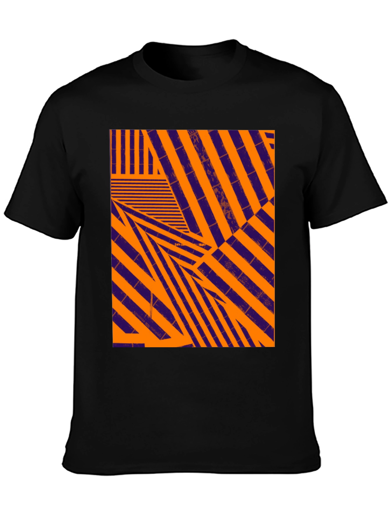 Abstract Geometric Pattern Black T-Shirt