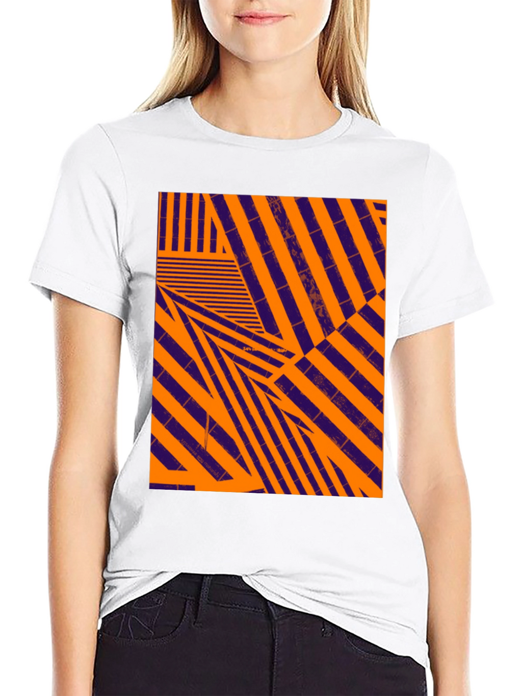 Abstract Geometric Pattern Black T-Shirt