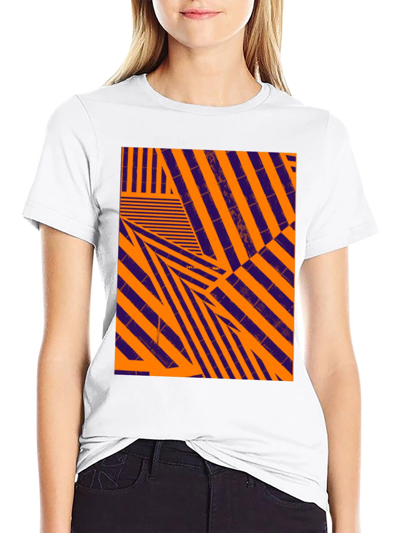 Abstract Geometric Pattern Black T-Shirt