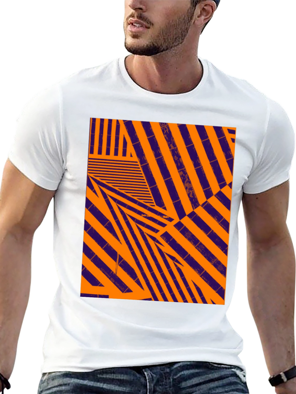 Abstract Geometric Pattern Black T-Shirt