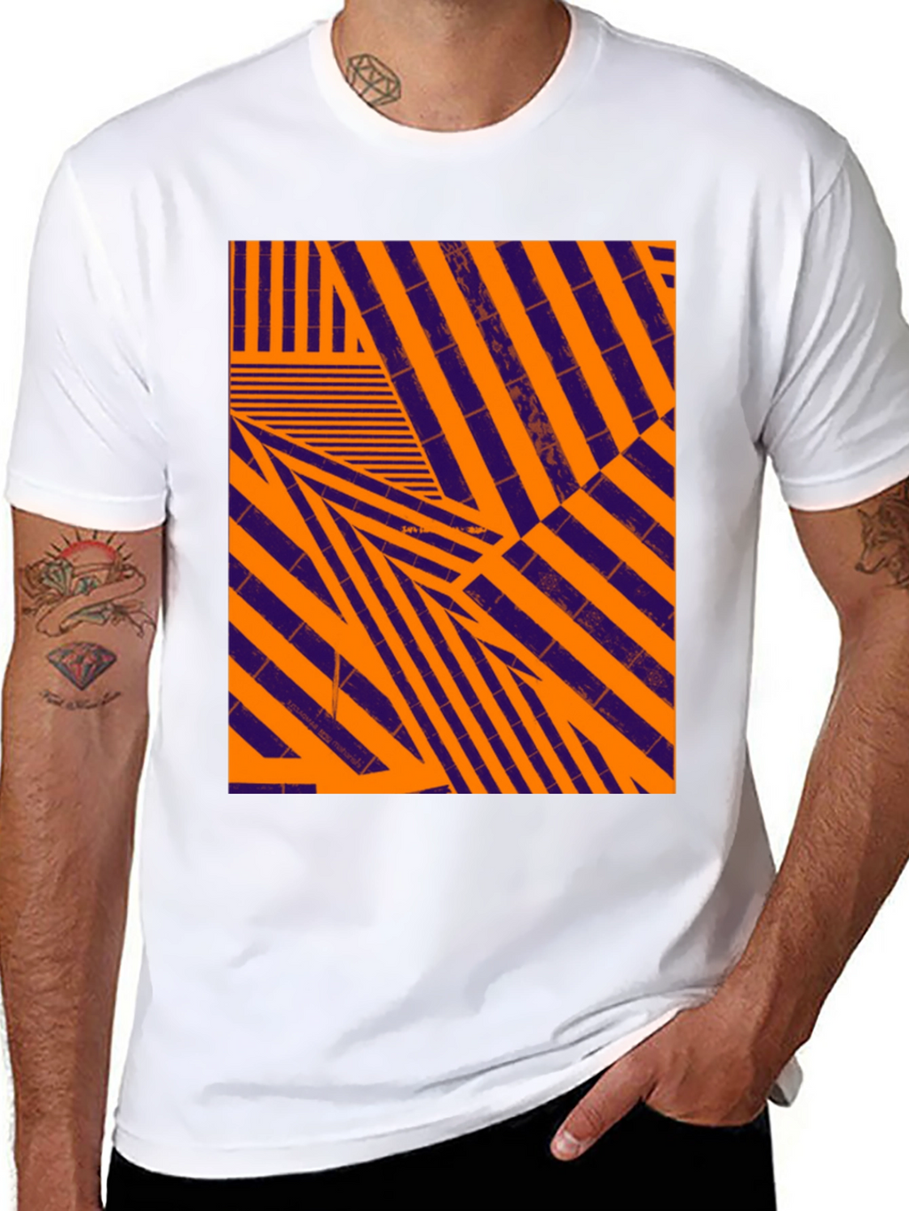 Abstract Geometric Pattern Black T-Shirt