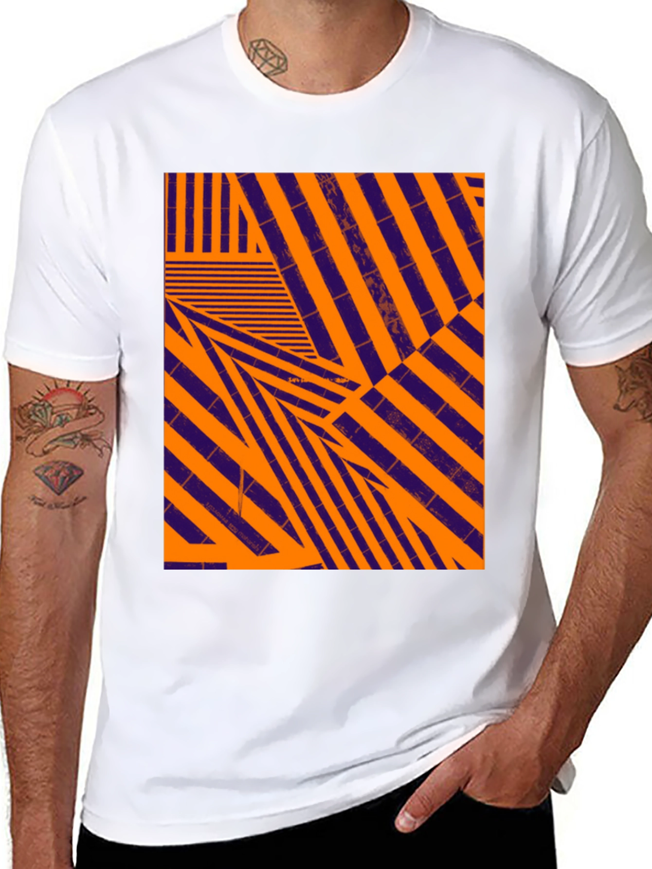 Abstract Geometric Pattern Black T-Shirt