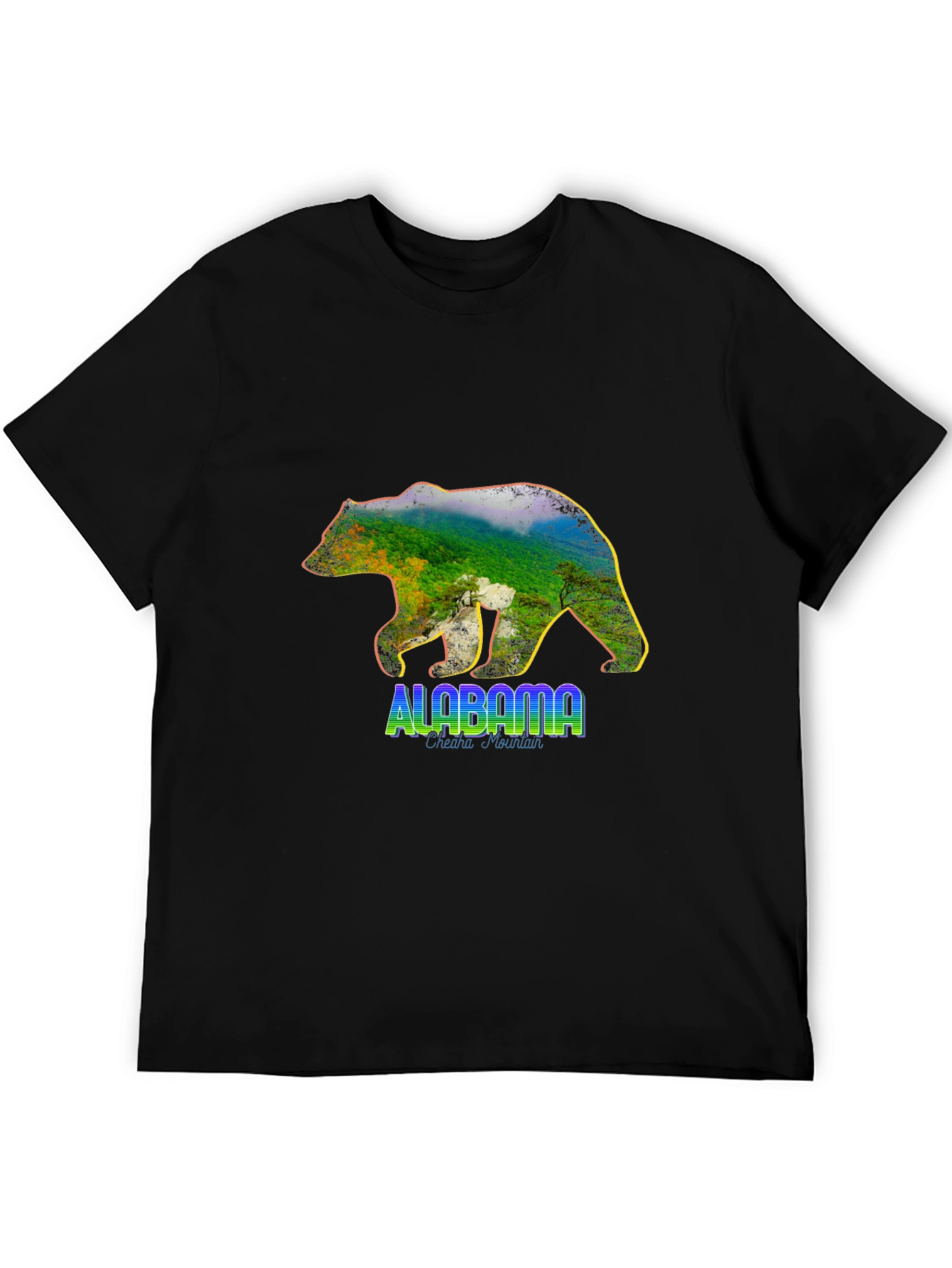 Alabama Bear Graphic T-Shirt - Mens Black Crew Neck