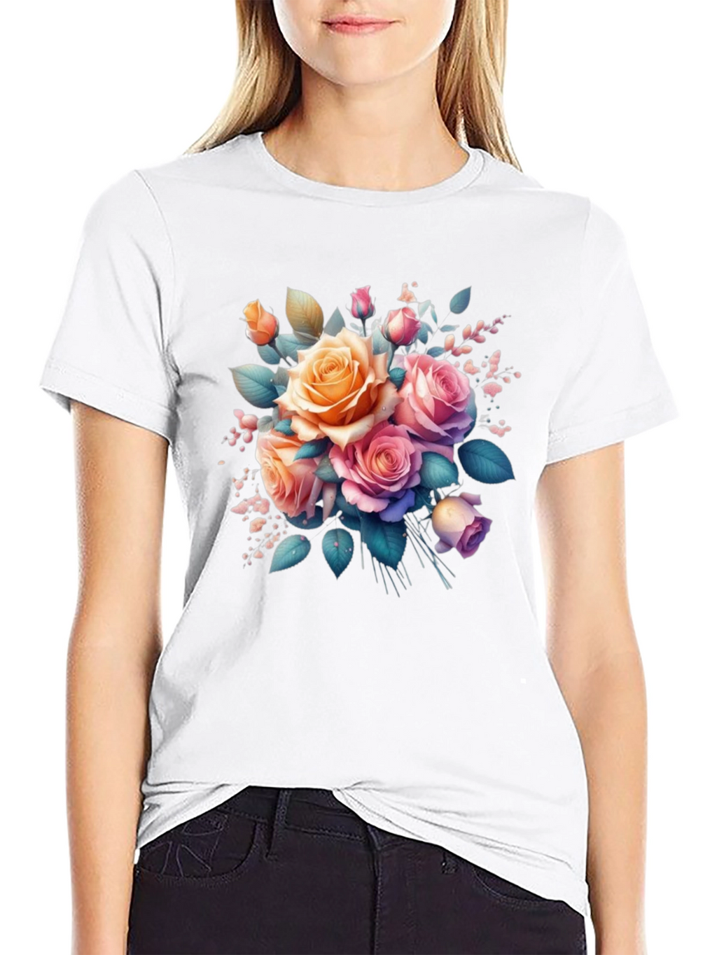 Floral Rose Bouquet Graphic T-Shirt