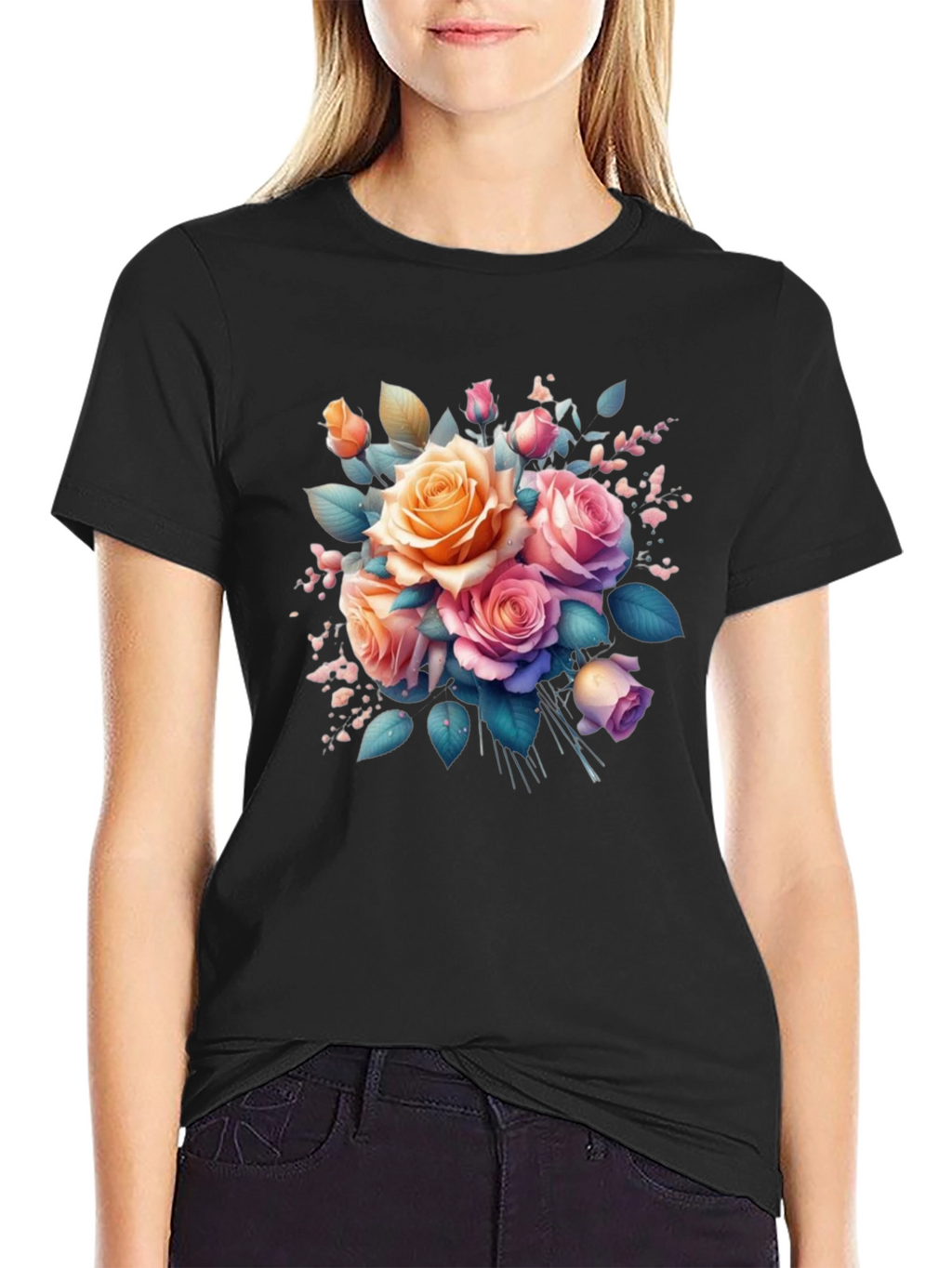 Floral Rose Bouquet Graphic T-Shirt