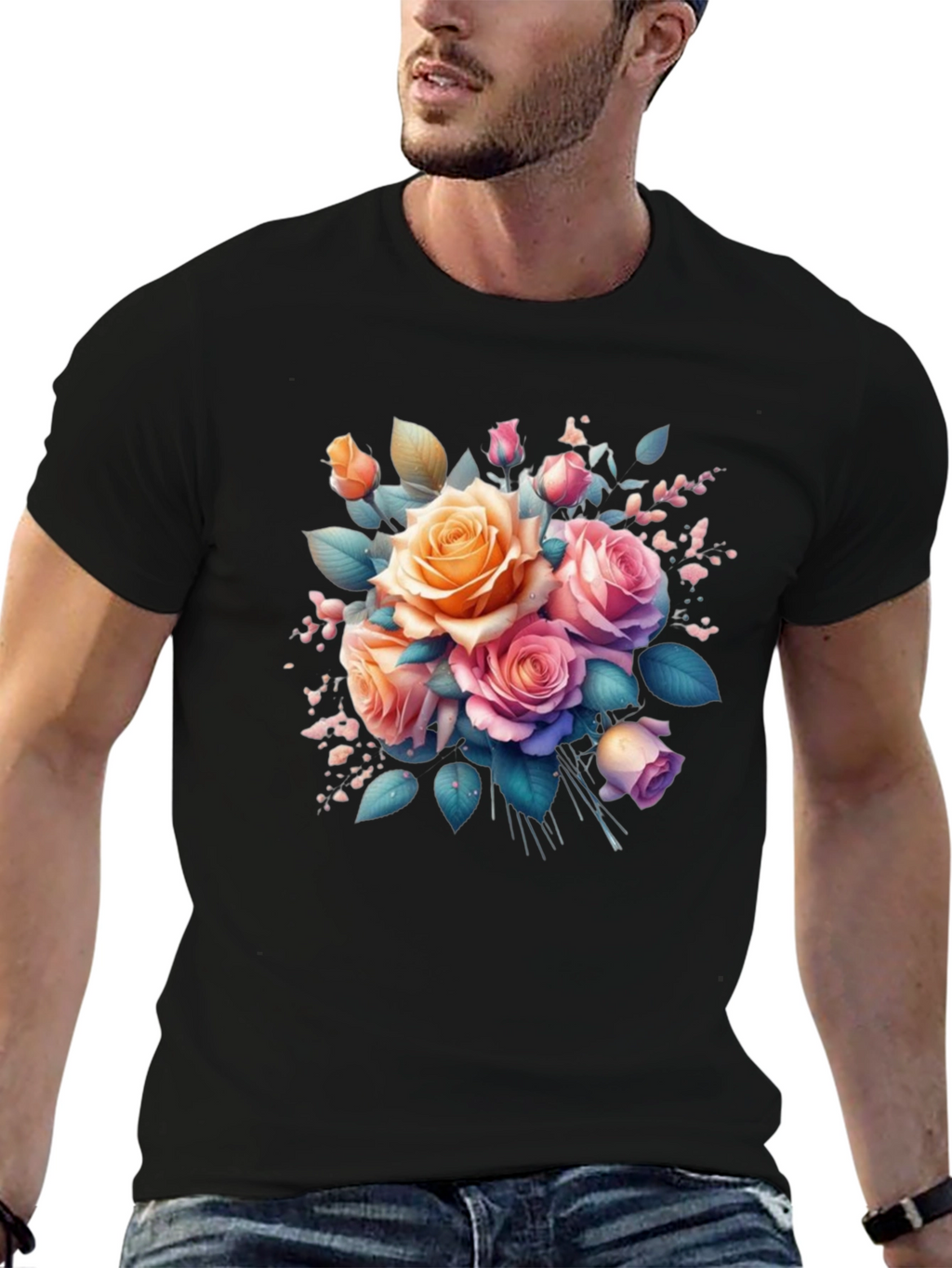 Floral Rose Bouquet Graphic T-Shirt