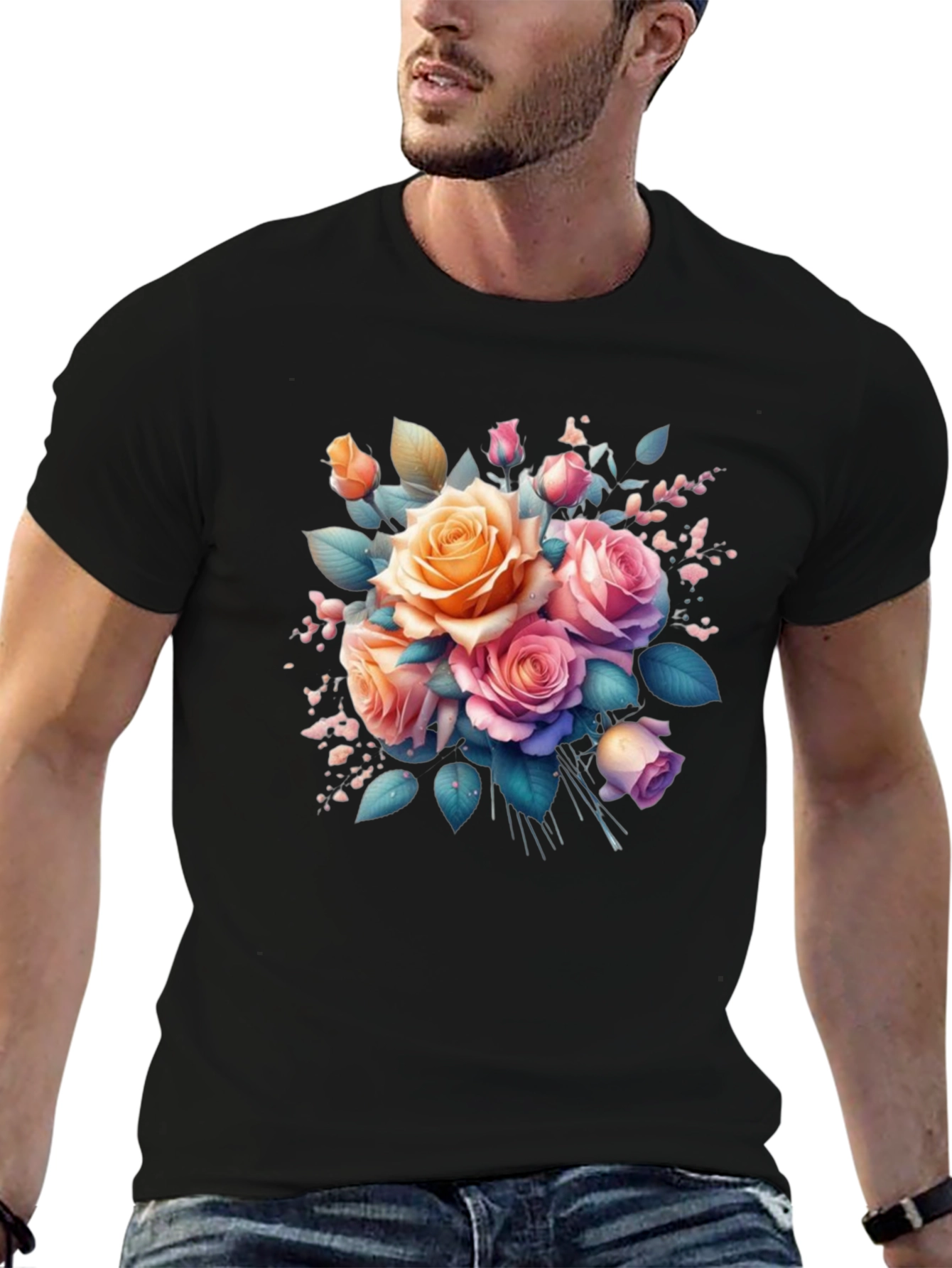 Floral Rose Bouquet Graphic T-Shirt