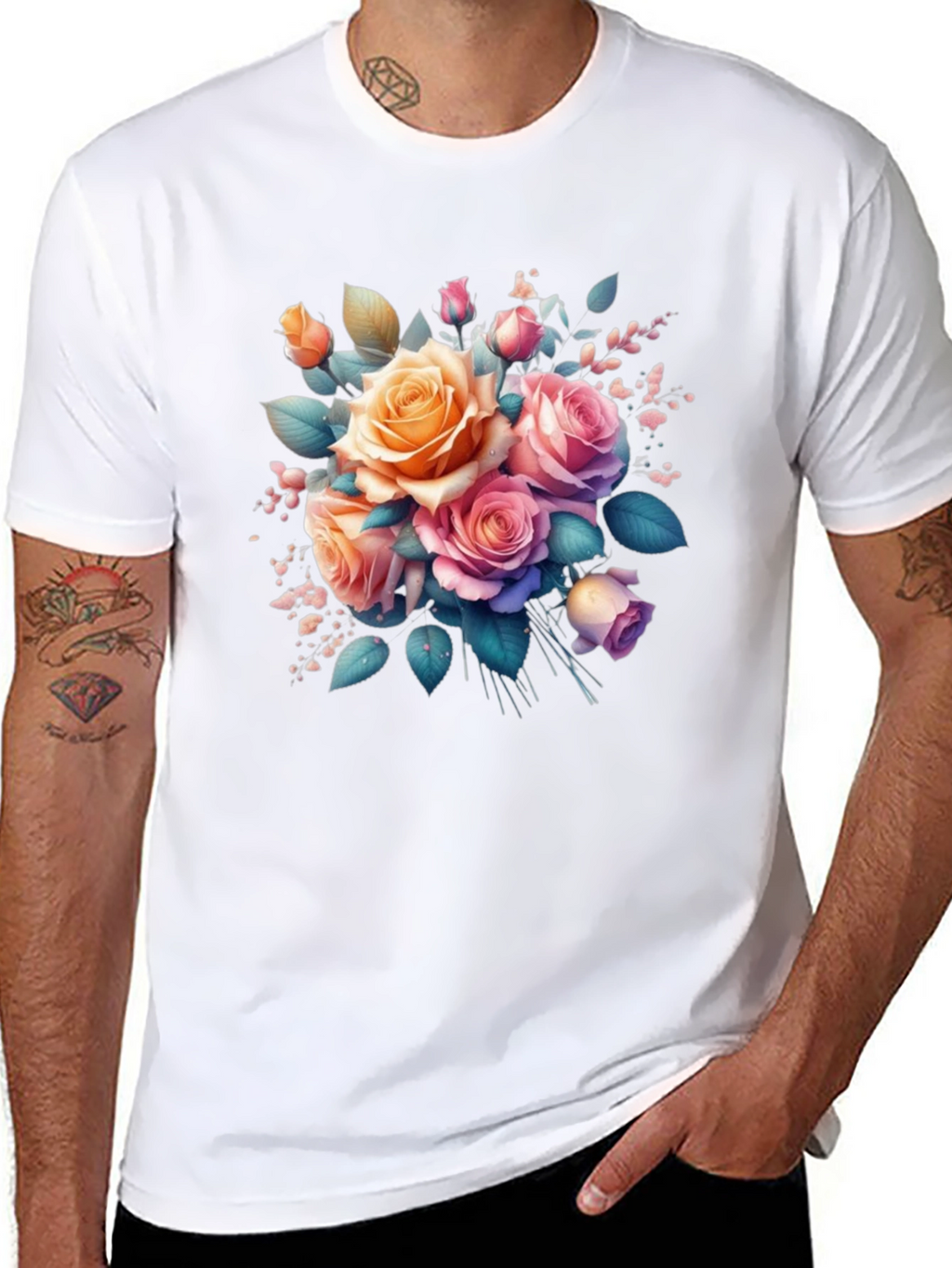 Floral Rose Bouquet Graphic T-Shirt