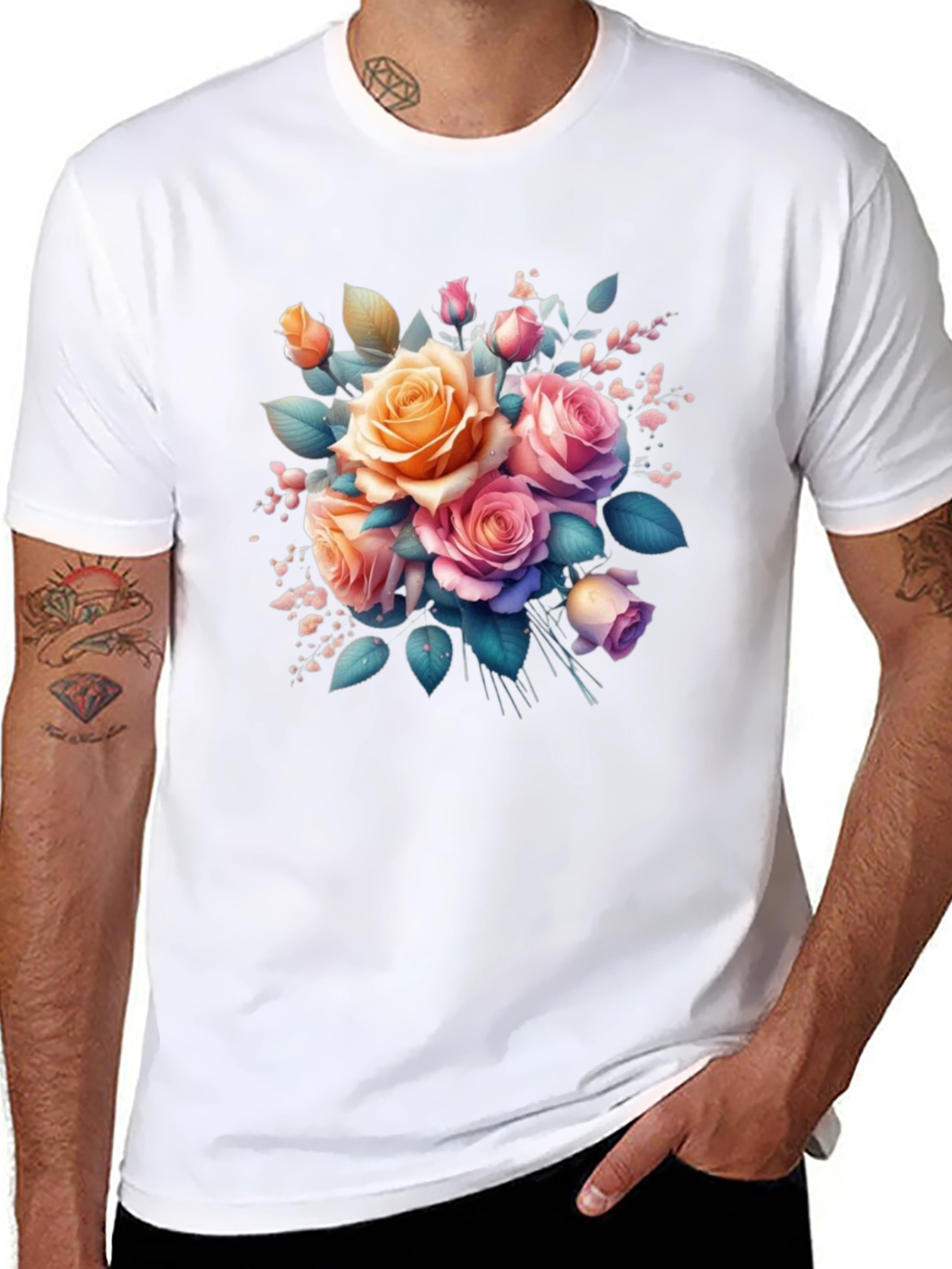 Floral Rose Bouquet Graphic T-Shirt