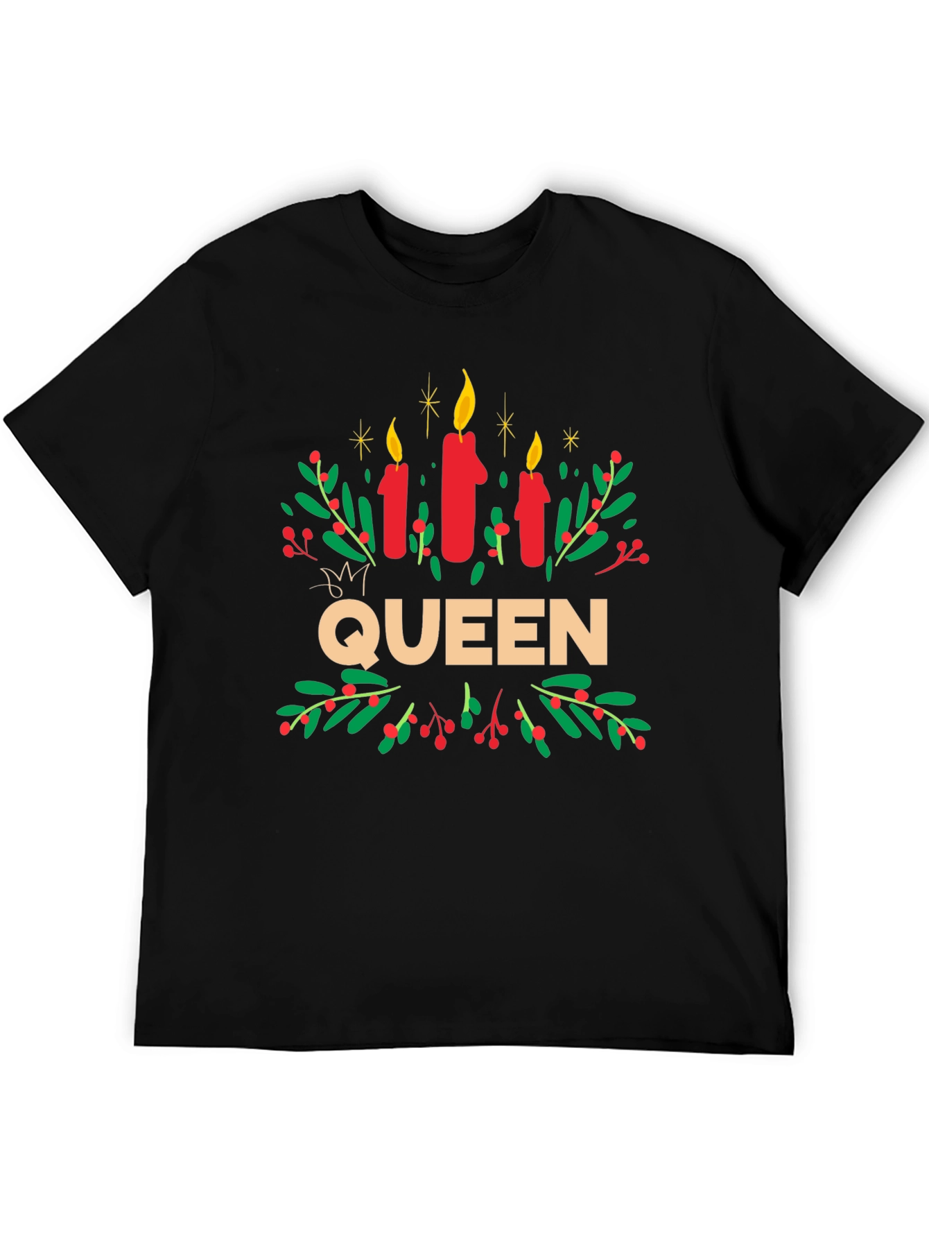 Queen Candles Graphic Tee - Festive Holiday Shirt
