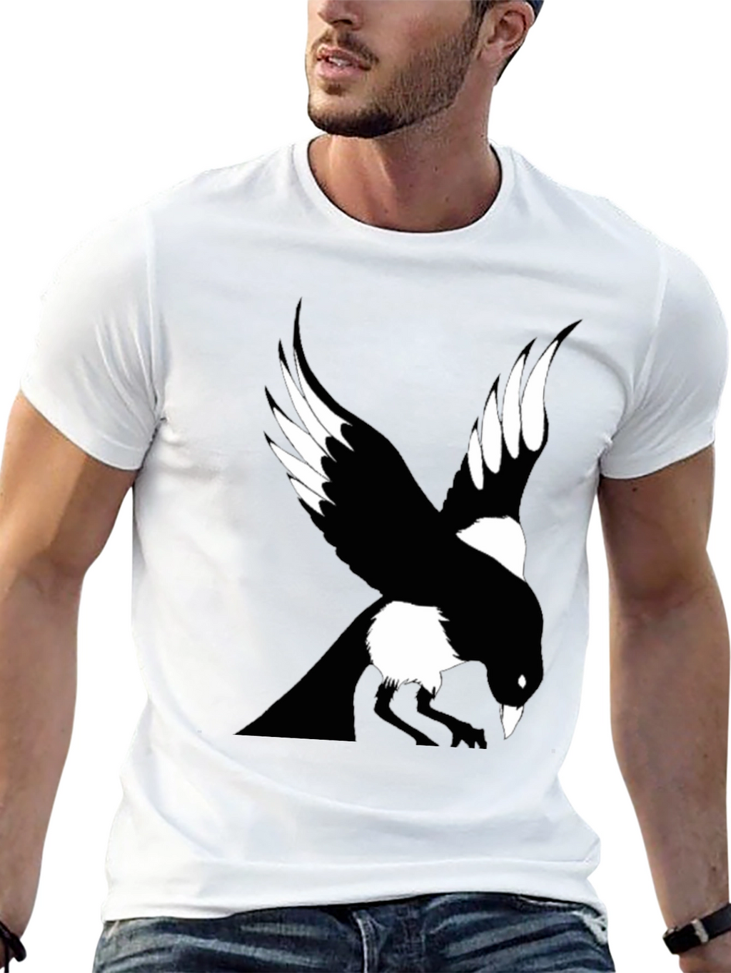Raven Graphic Tee - Mens Black Crew Neck T-Shirt