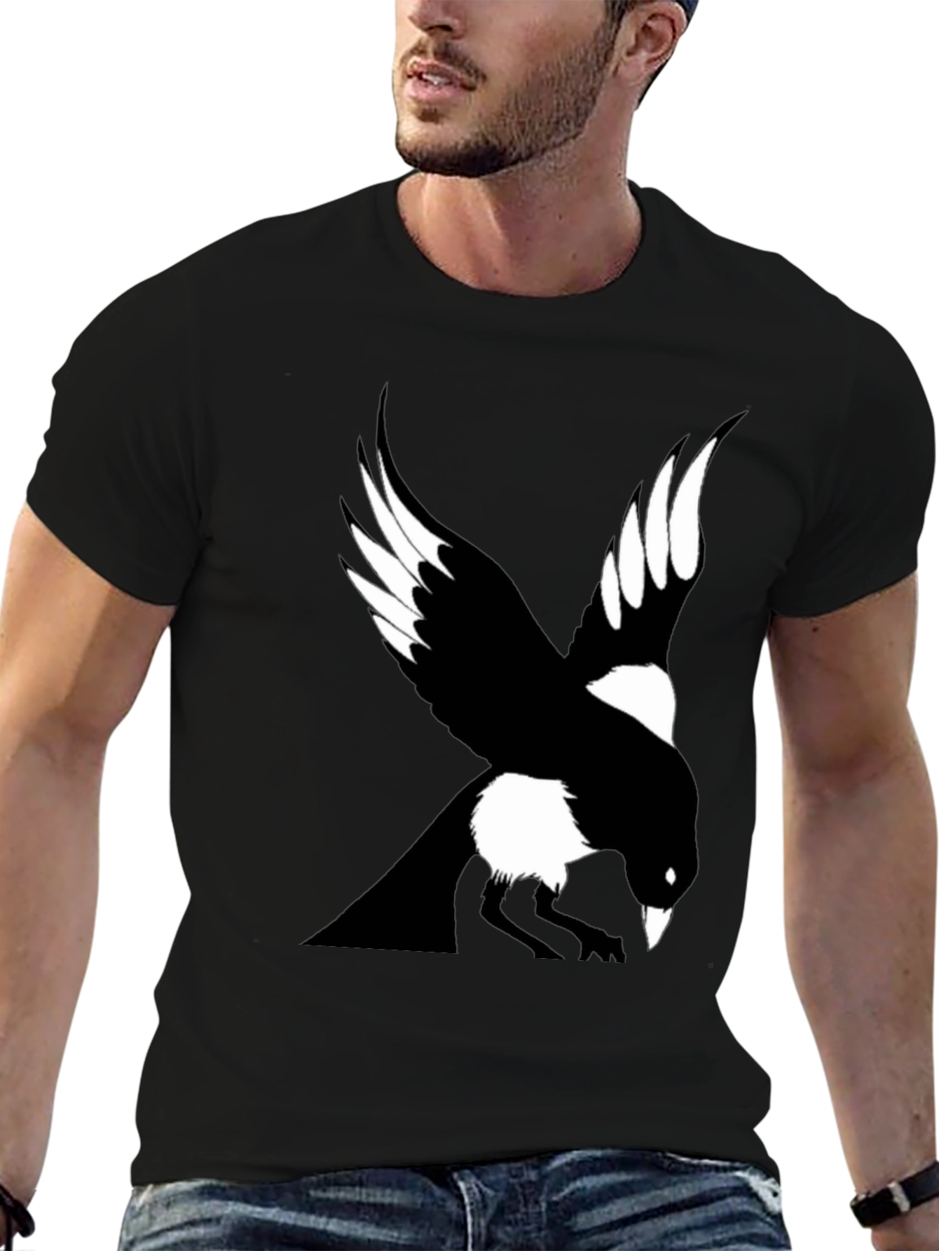Raven Graphic Tee - Mens Black Crew Neck T-Shirt