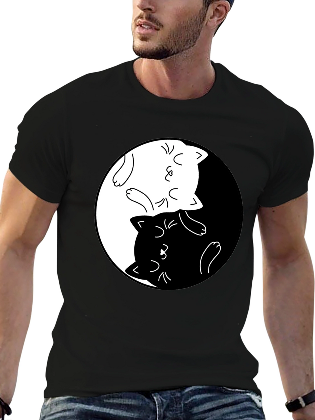 Yin Yang Cats Graphic T-Shirt