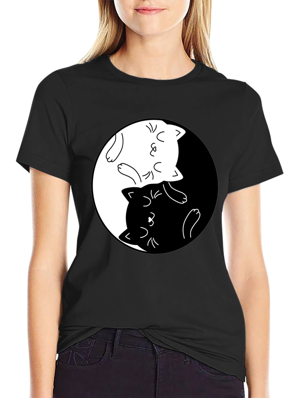 Yin Yang Cats Graphic T-Shirt