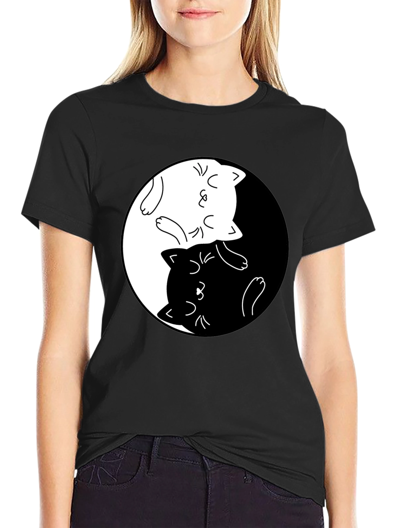 Yin Yang Cats Graphic T-Shirt