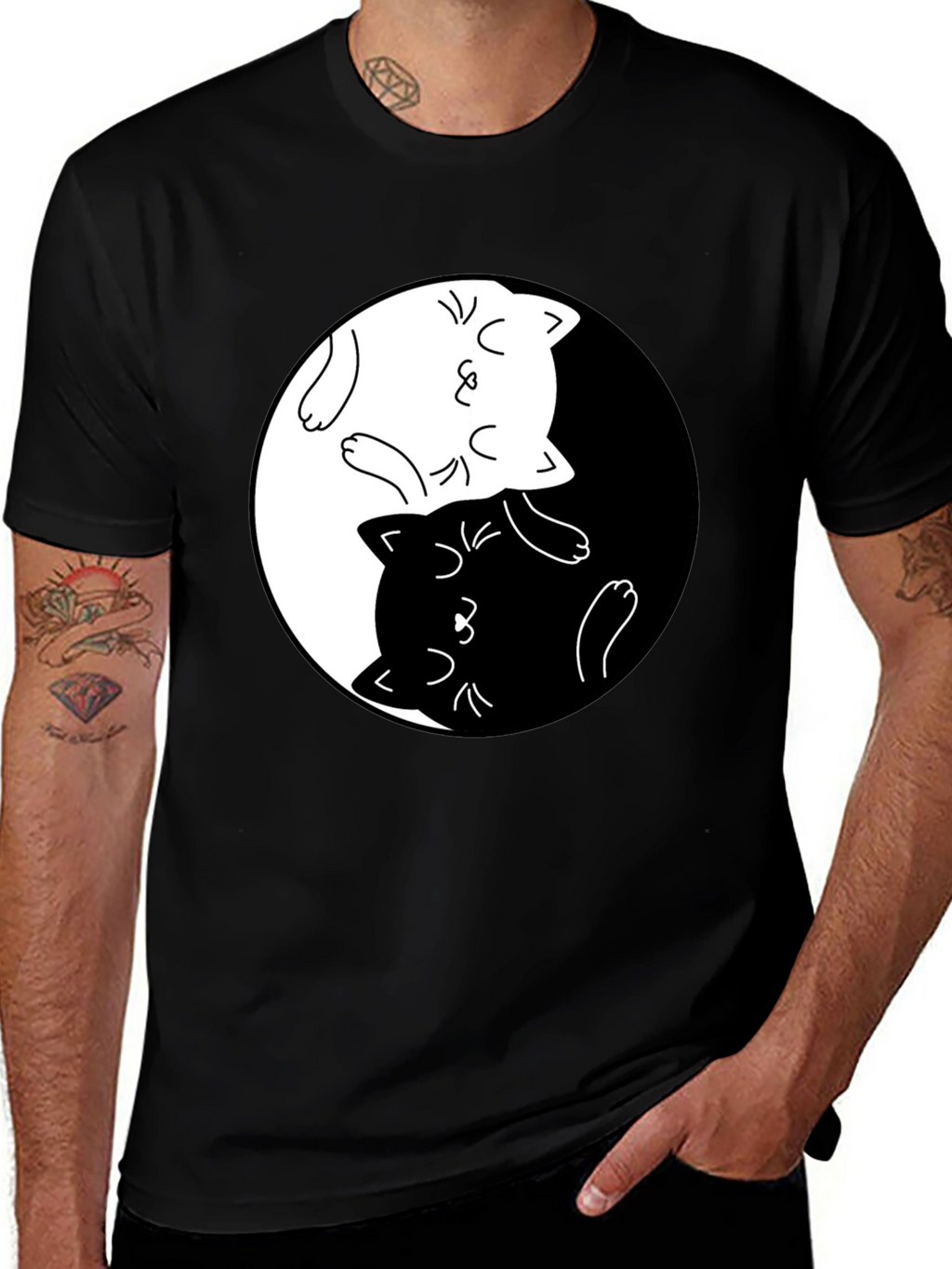 Yin Yang Cats Graphic T-Shirt