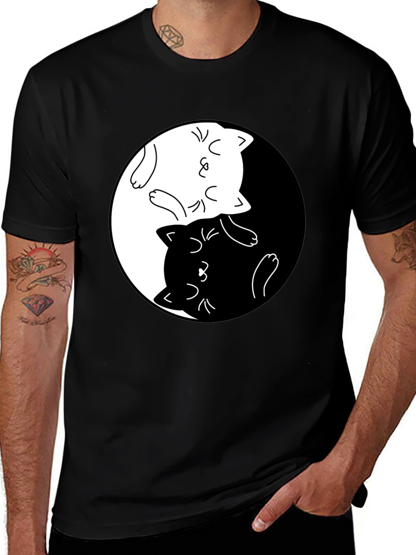 Yin Yang Cats Graphic T-Shirt