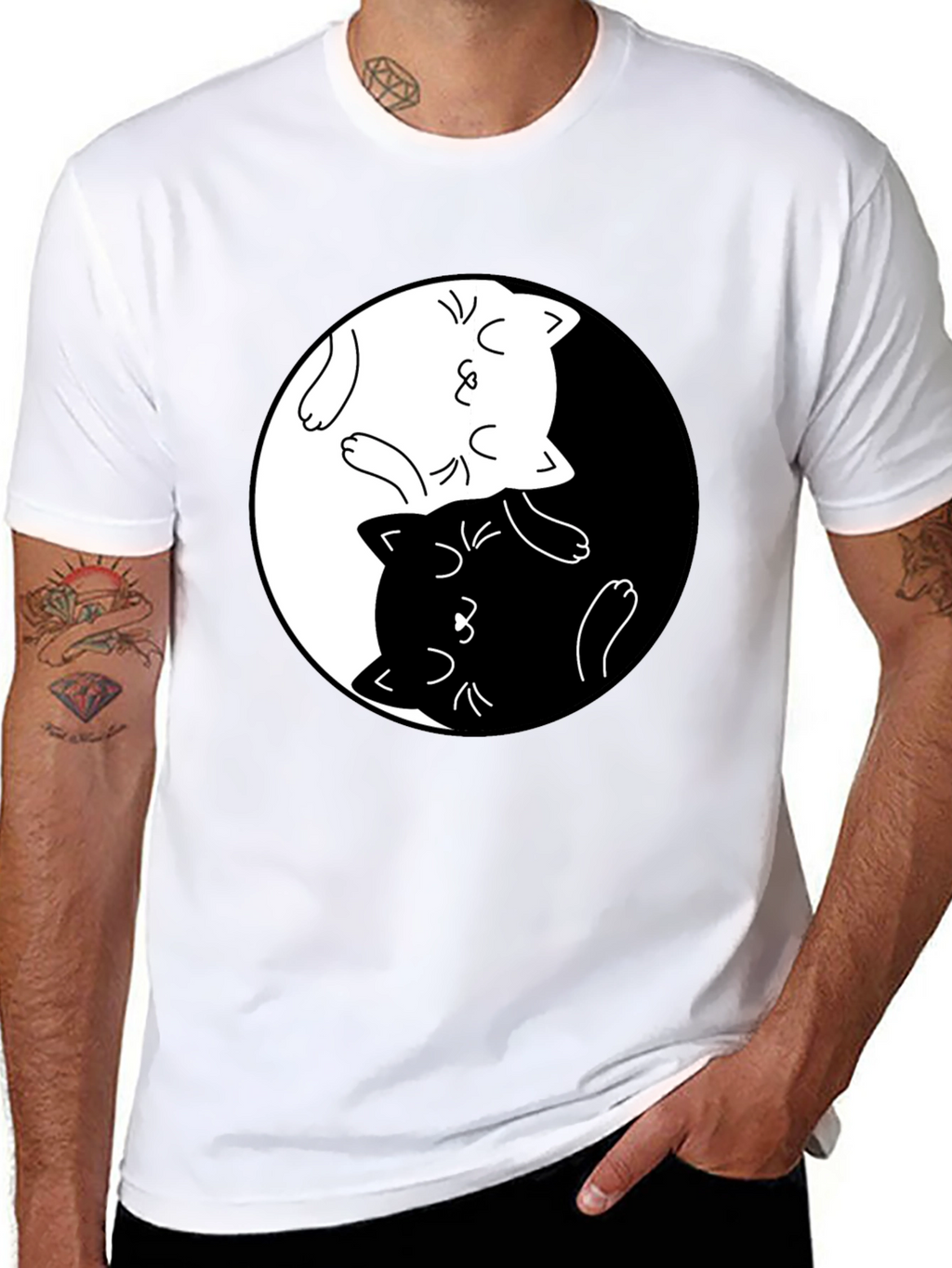 Yin Yang Cats Graphic T-Shirt
