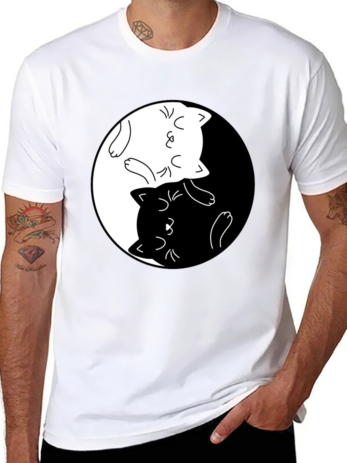 Yin Yang Cats Graphic T-Shirt