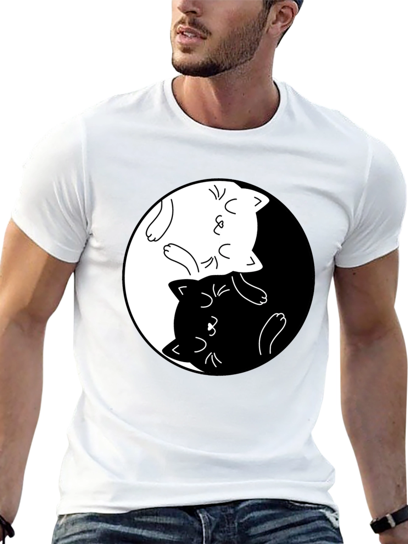 Yin Yang Cats Graphic T-Shirt