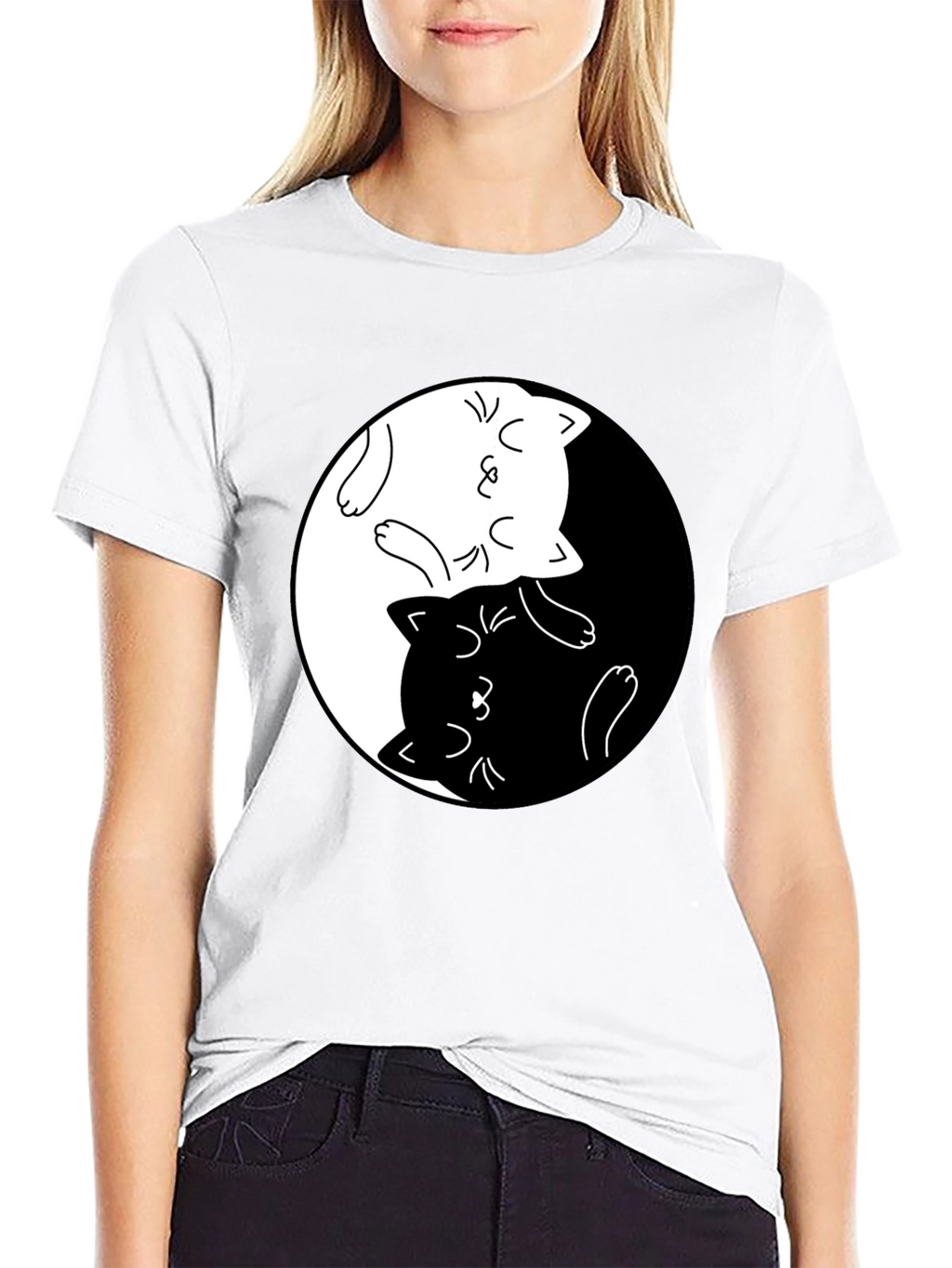 Yin Yang Cats Graphic T-Shirt
