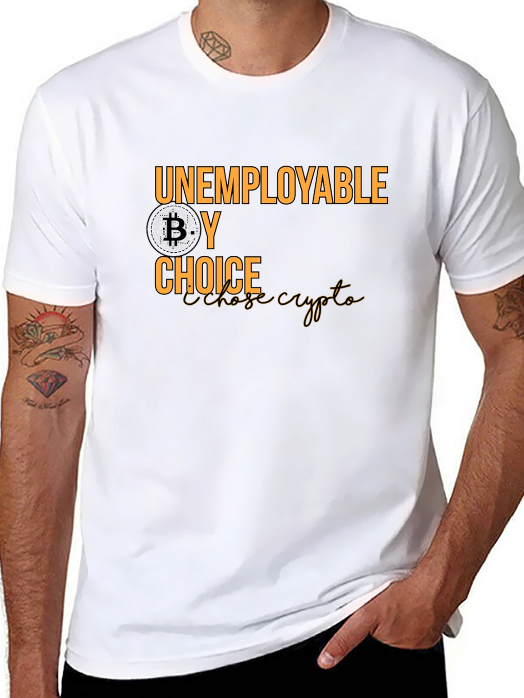 Unemployable By Choice Bitcoin Crypto T-Shirt
