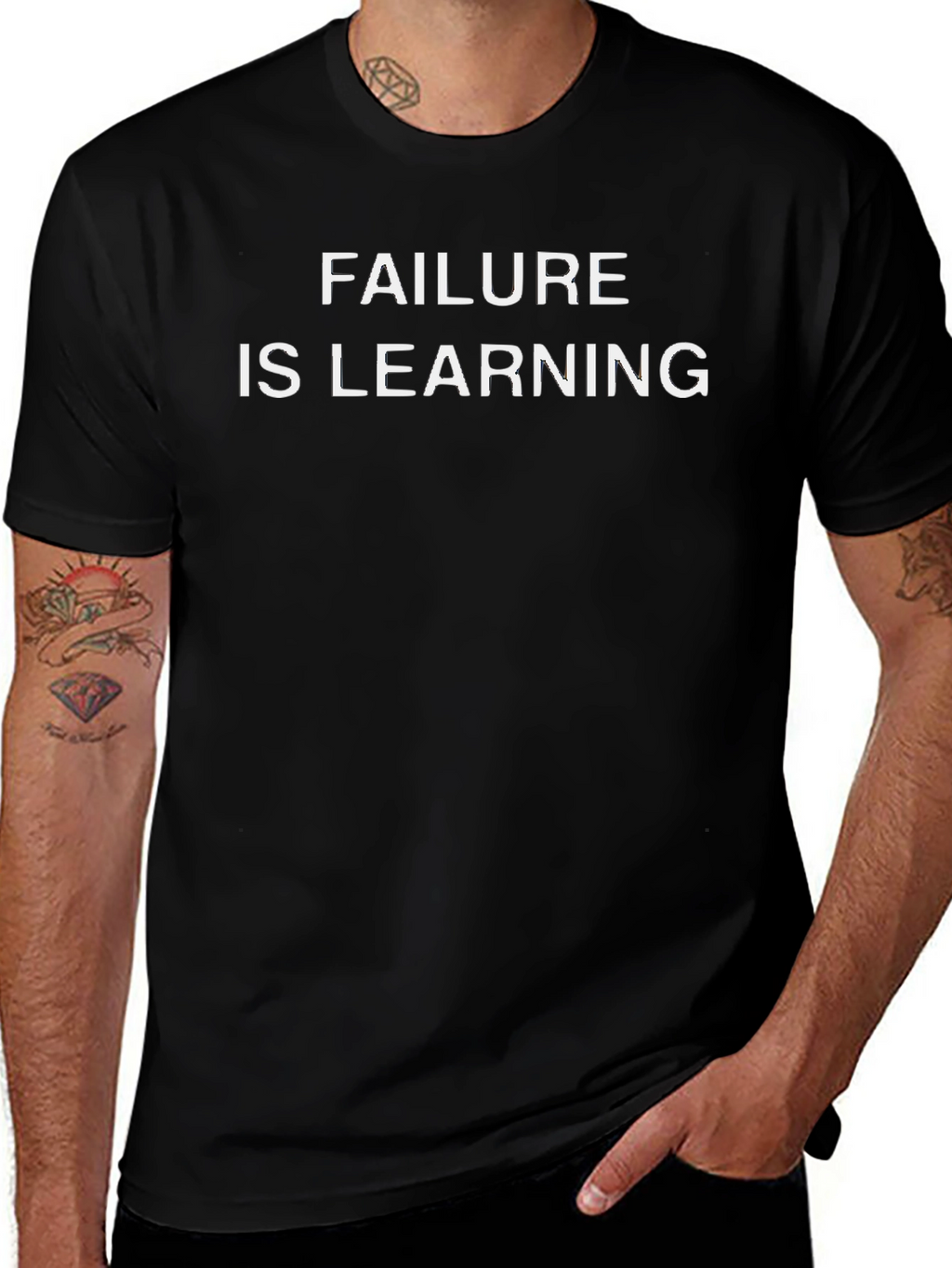Failure Is Learning Graphic Tee - Black Cotton Shirt