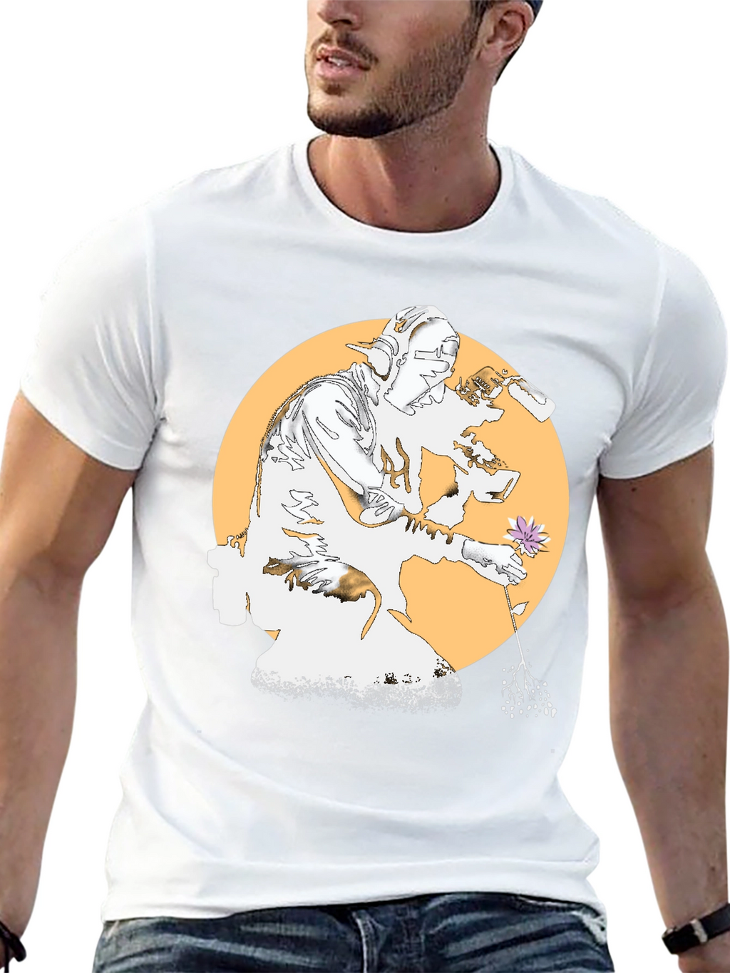 Unique Graphic Tee - Flower and Artist Design