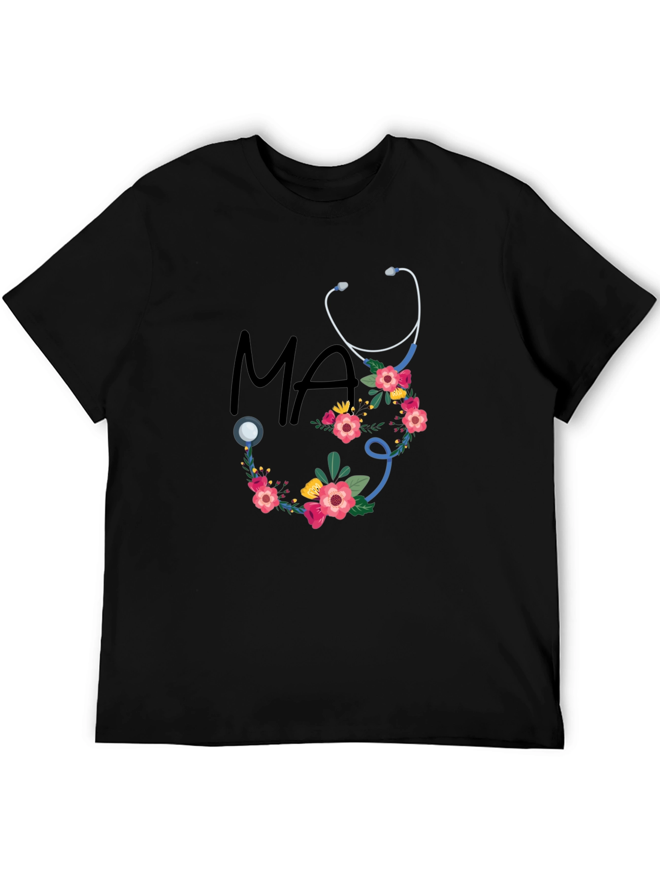 Floral Stethoscope MA T-Shirt - Medical Assistant Style
