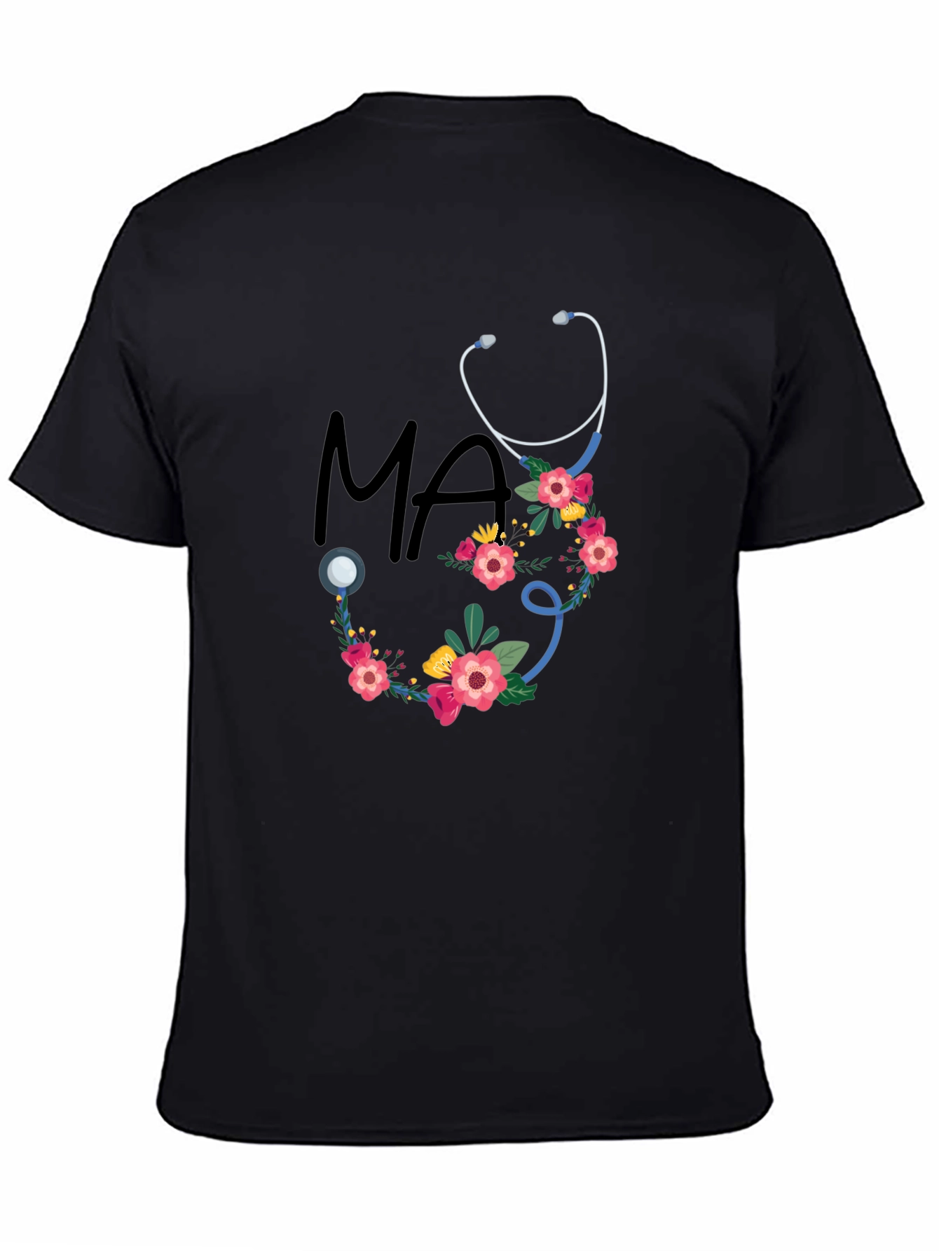Floral Stethoscope MA T-Shirt - Medical Assistant Style