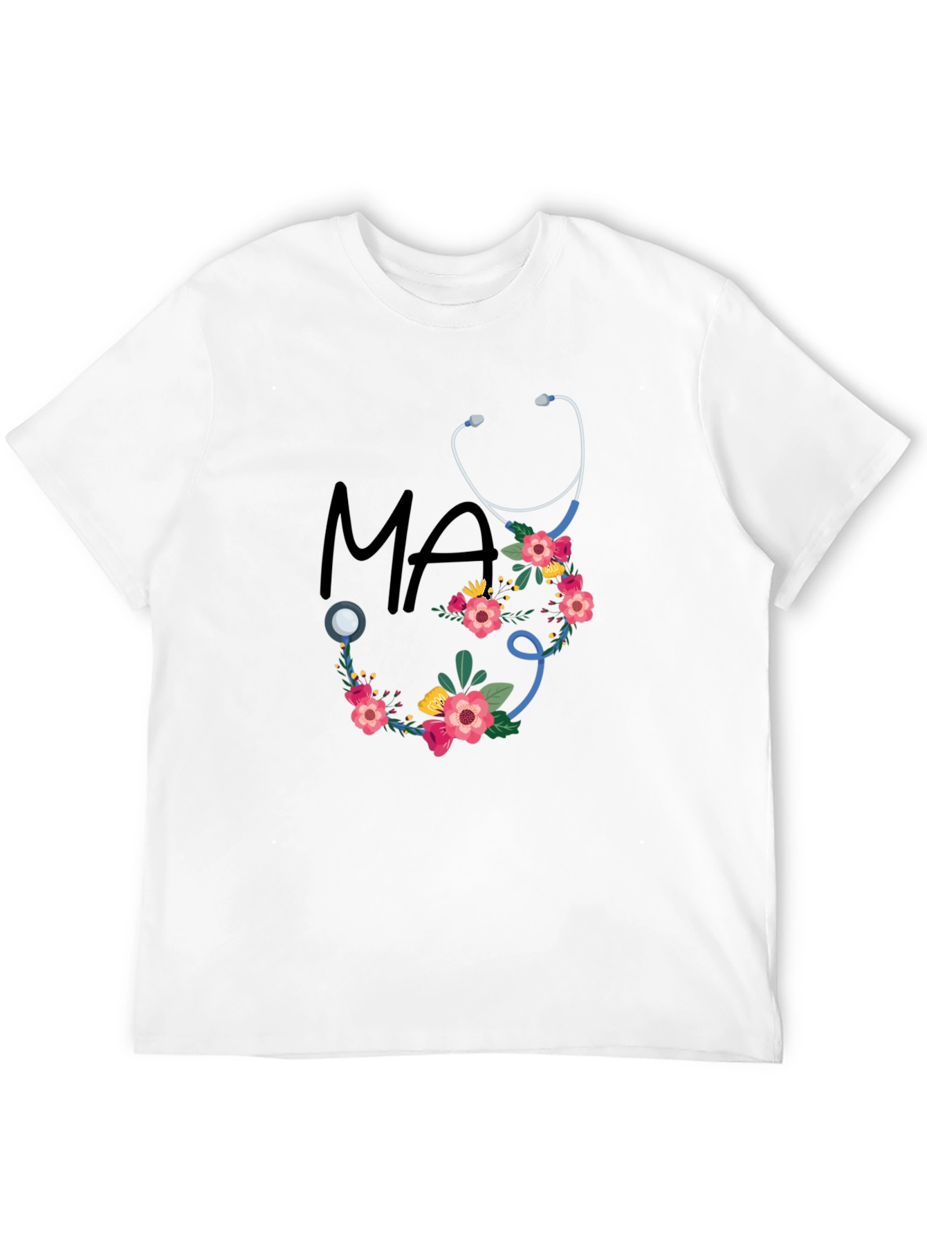 Floral Stethoscope MA T-Shirt - Medical Assistant Style