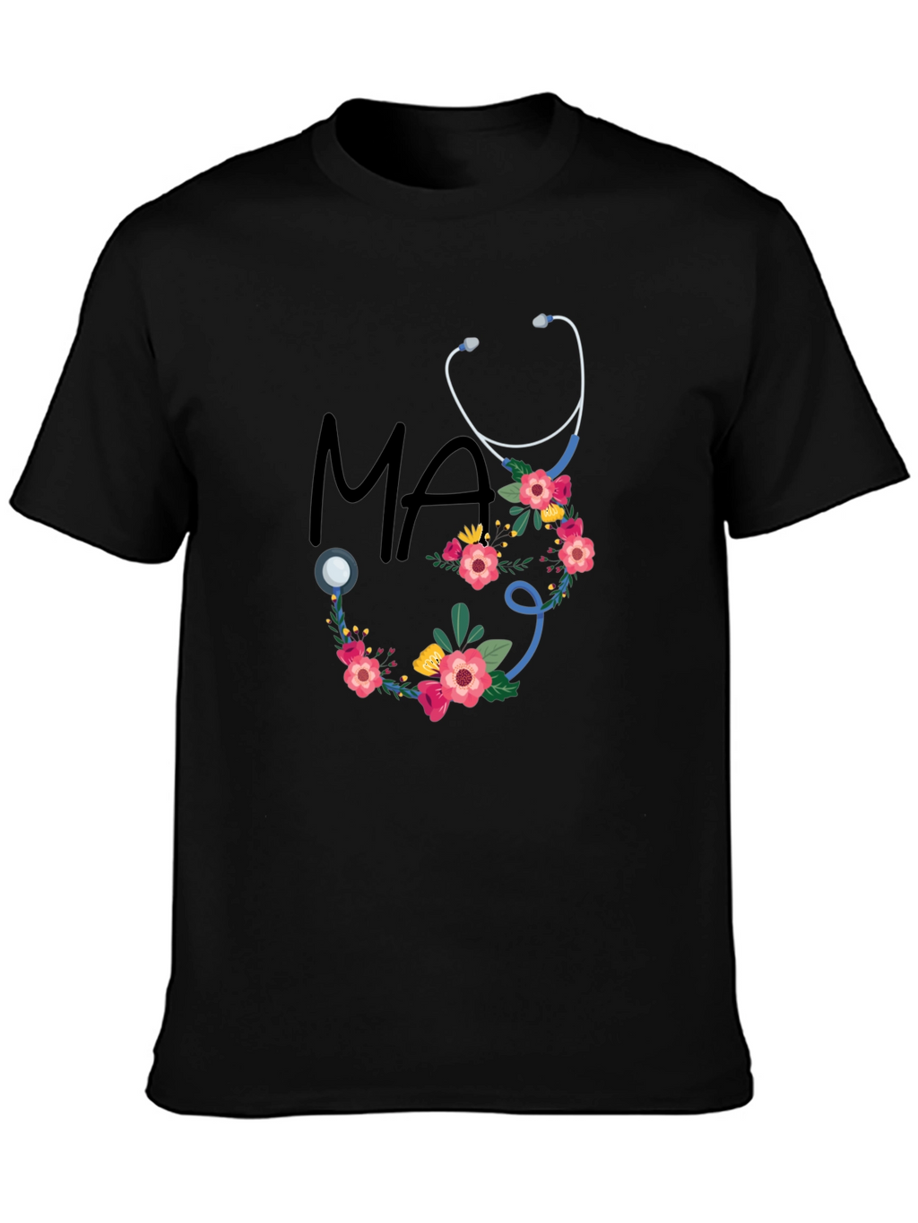 Floral Stethoscope MA T-Shirt - Medical Assistant Style